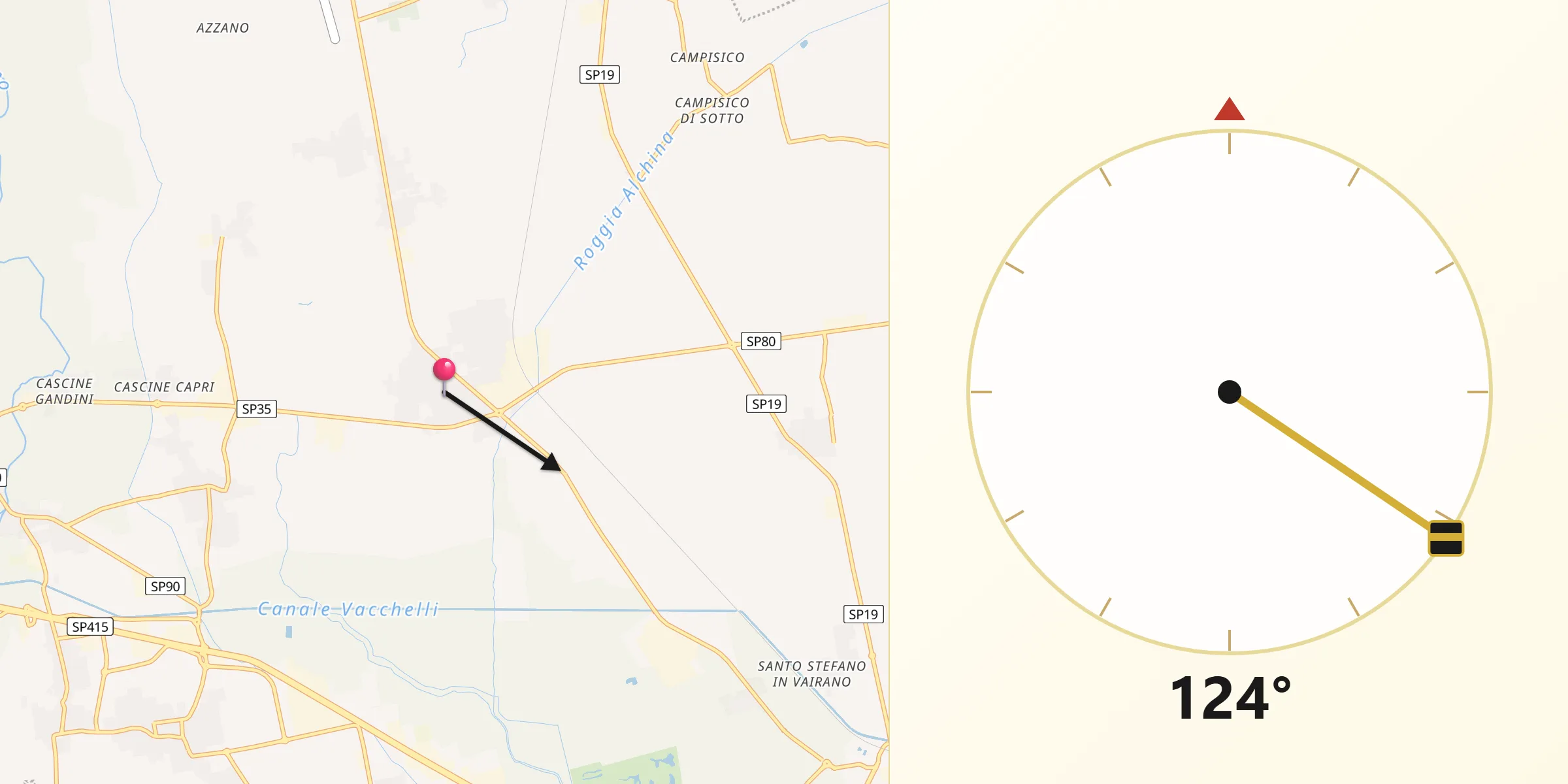 Direzione della Qibla da Trescore Cremasco