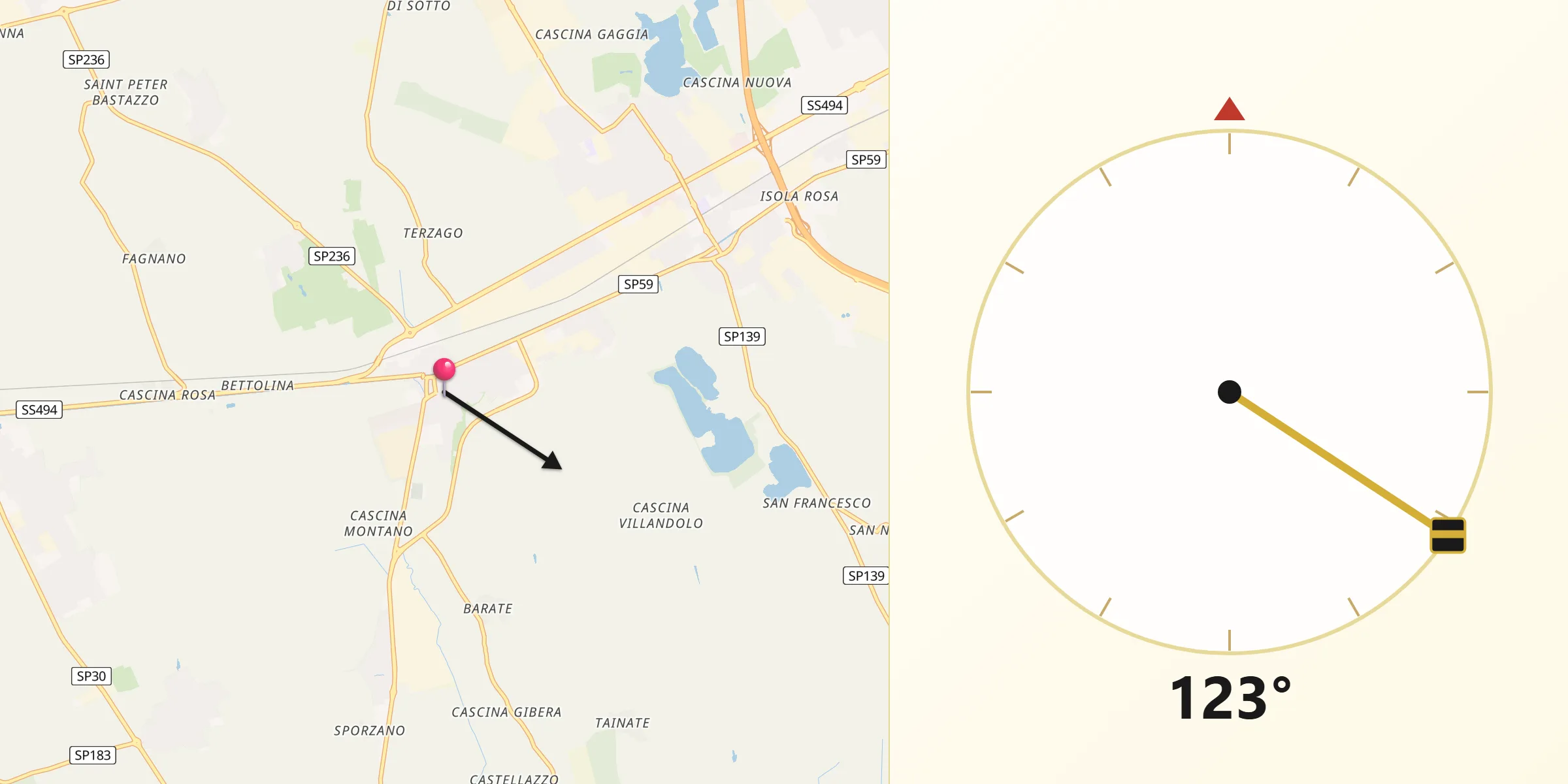 Direzione della Qibla da Gaggiano