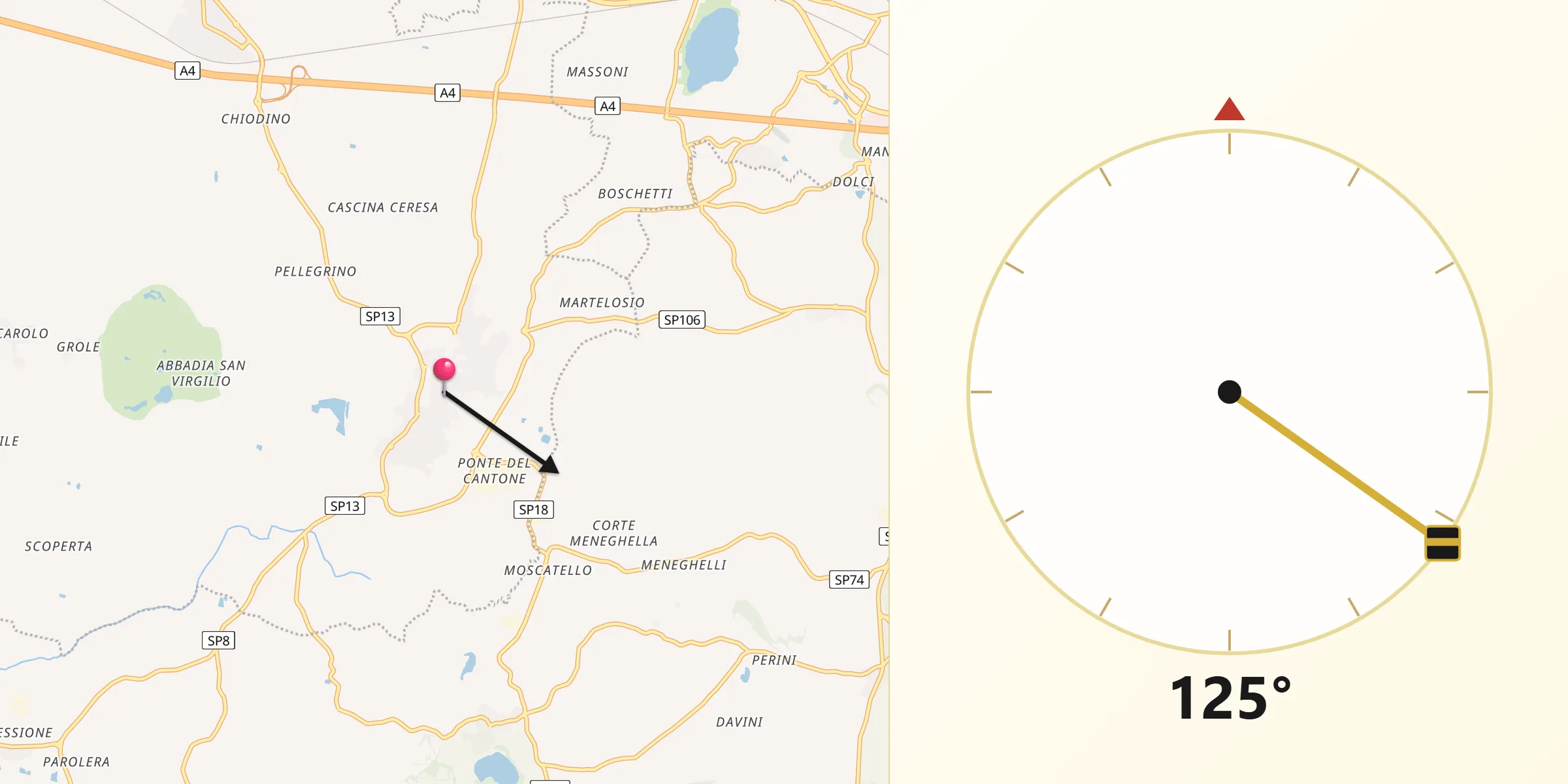 Direzione della Qibla da Pozzolengo