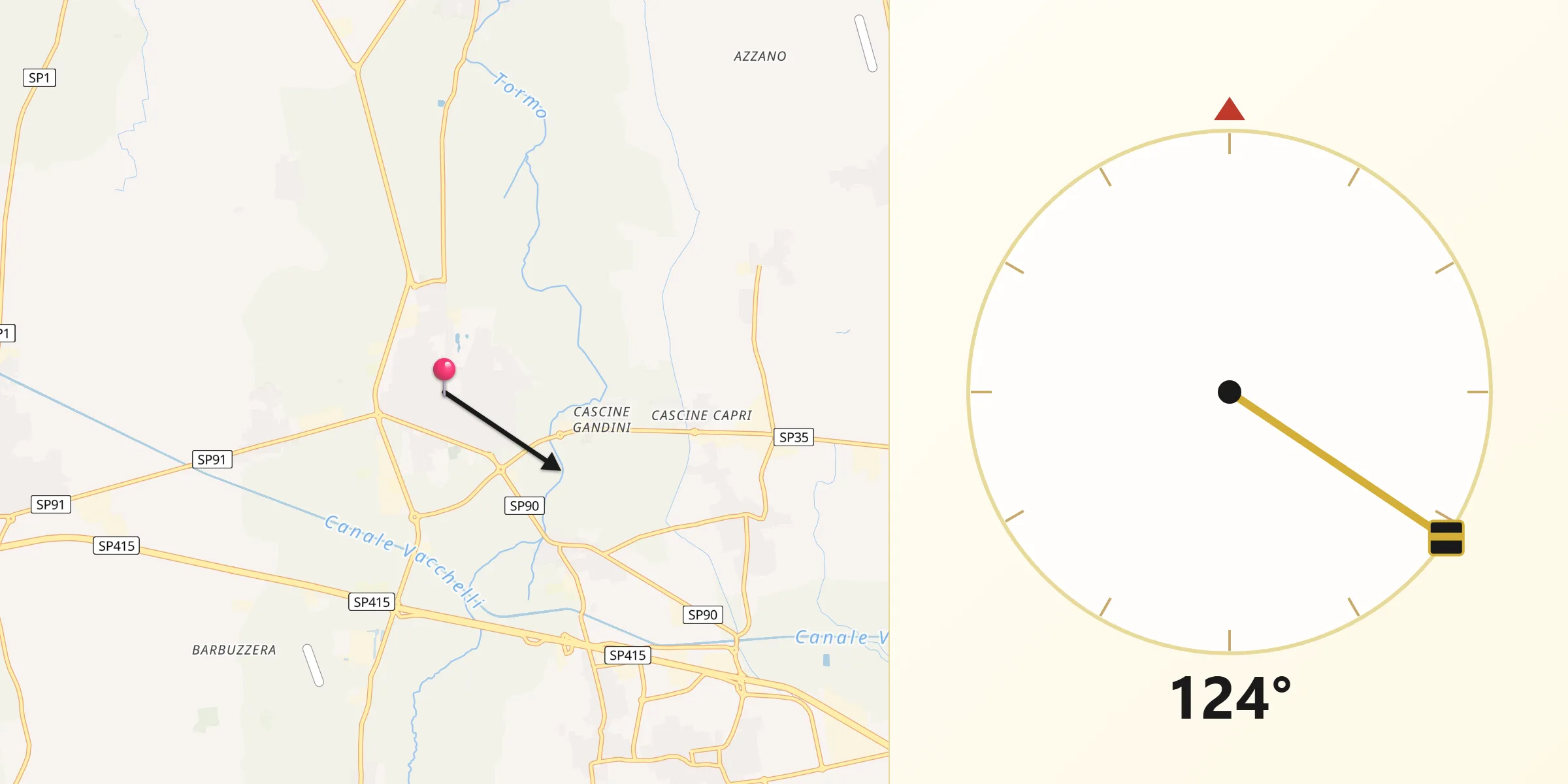 Direzione della Qibla da Pandino