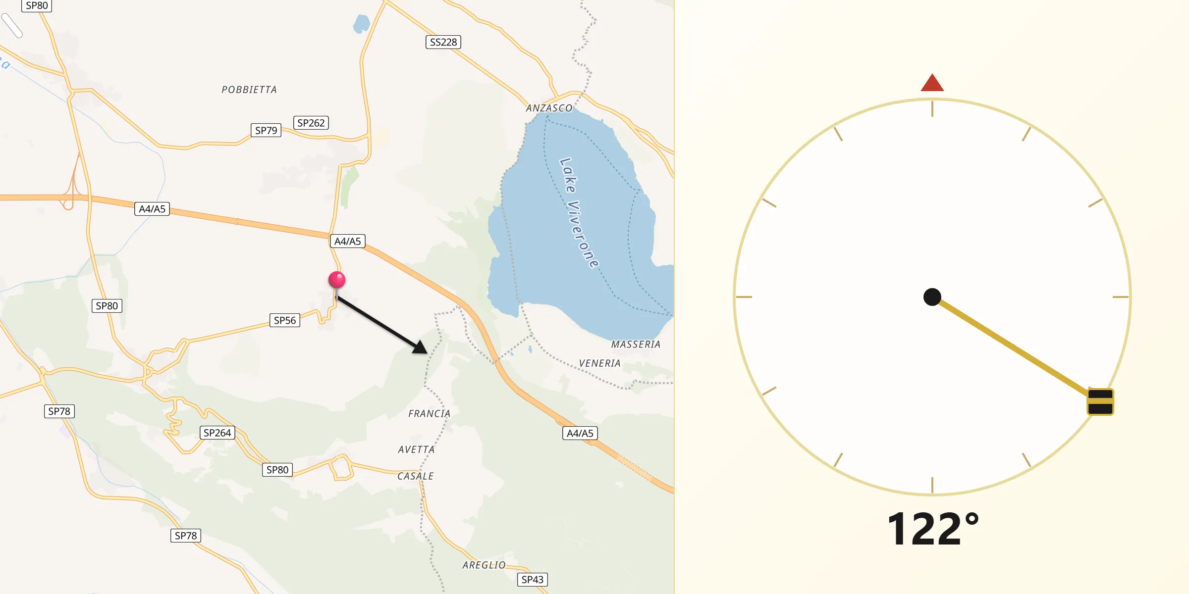 Direzione della Qibla da Settimo Rottaro