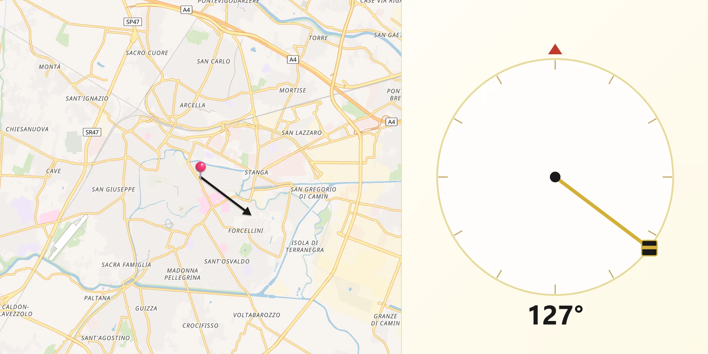 Direcția Qibla din Padova