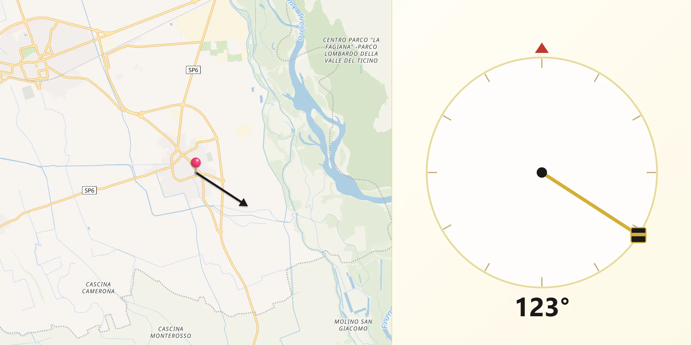 Direzione della Qibla da Cerano