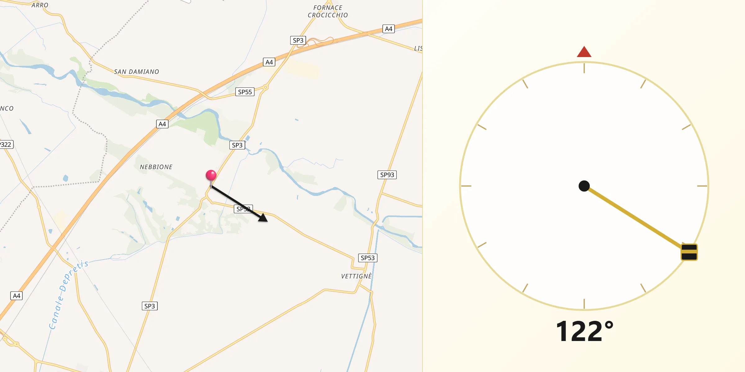 Direzione della Qibla da Carisio