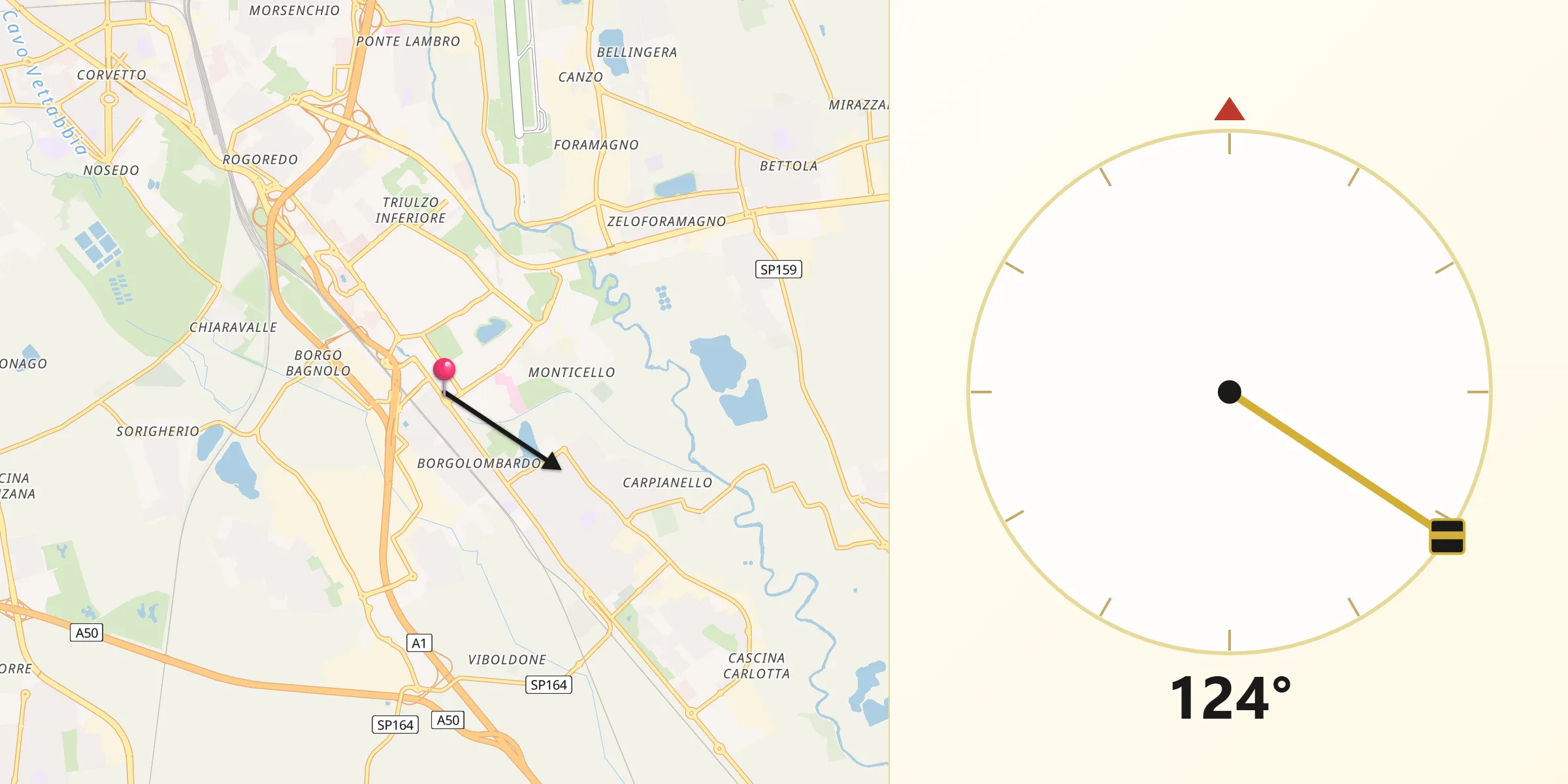 Direzione della Qibla da San Donato Milanese
