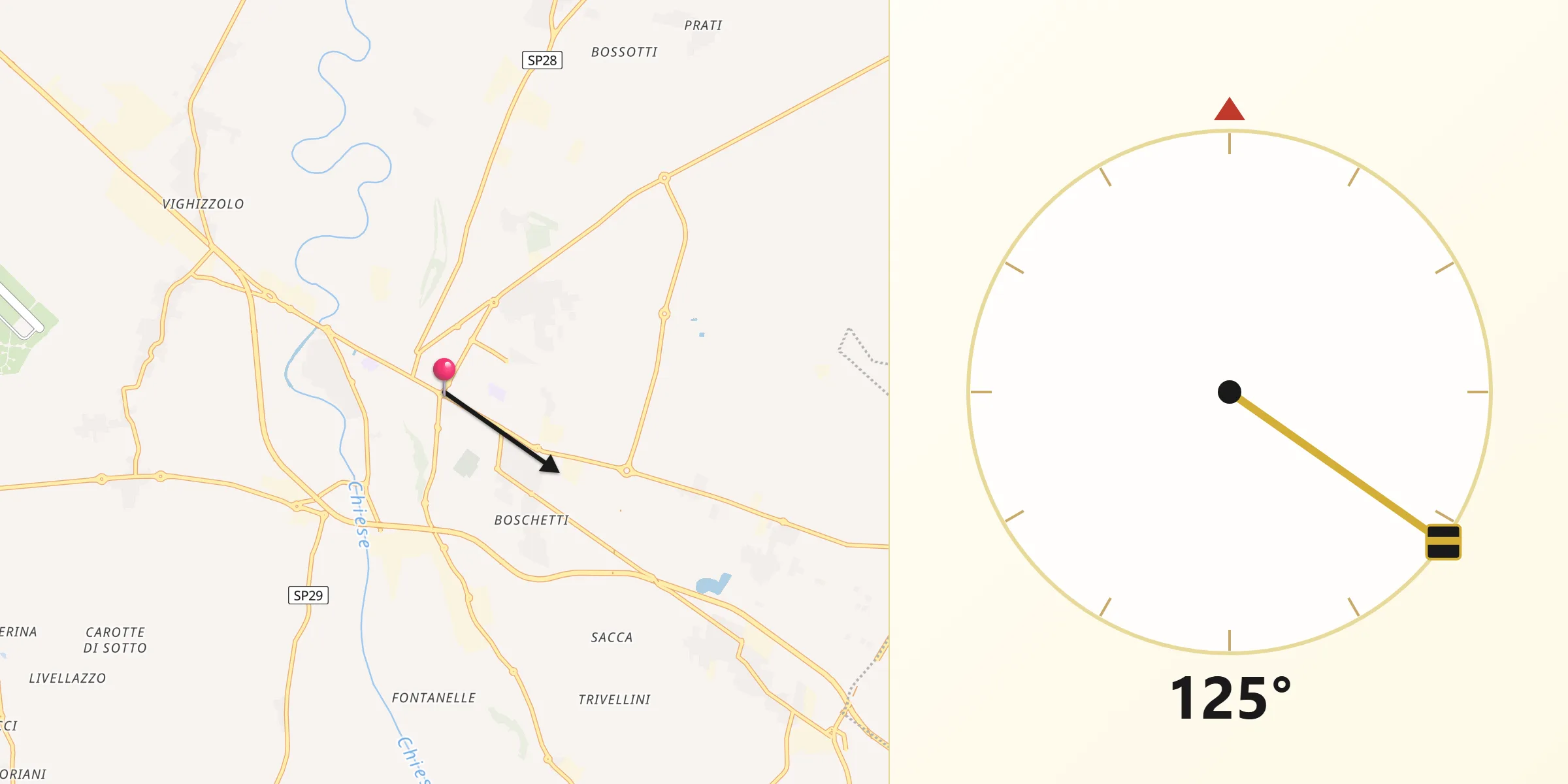 Direzione della Qibla da Montichiari