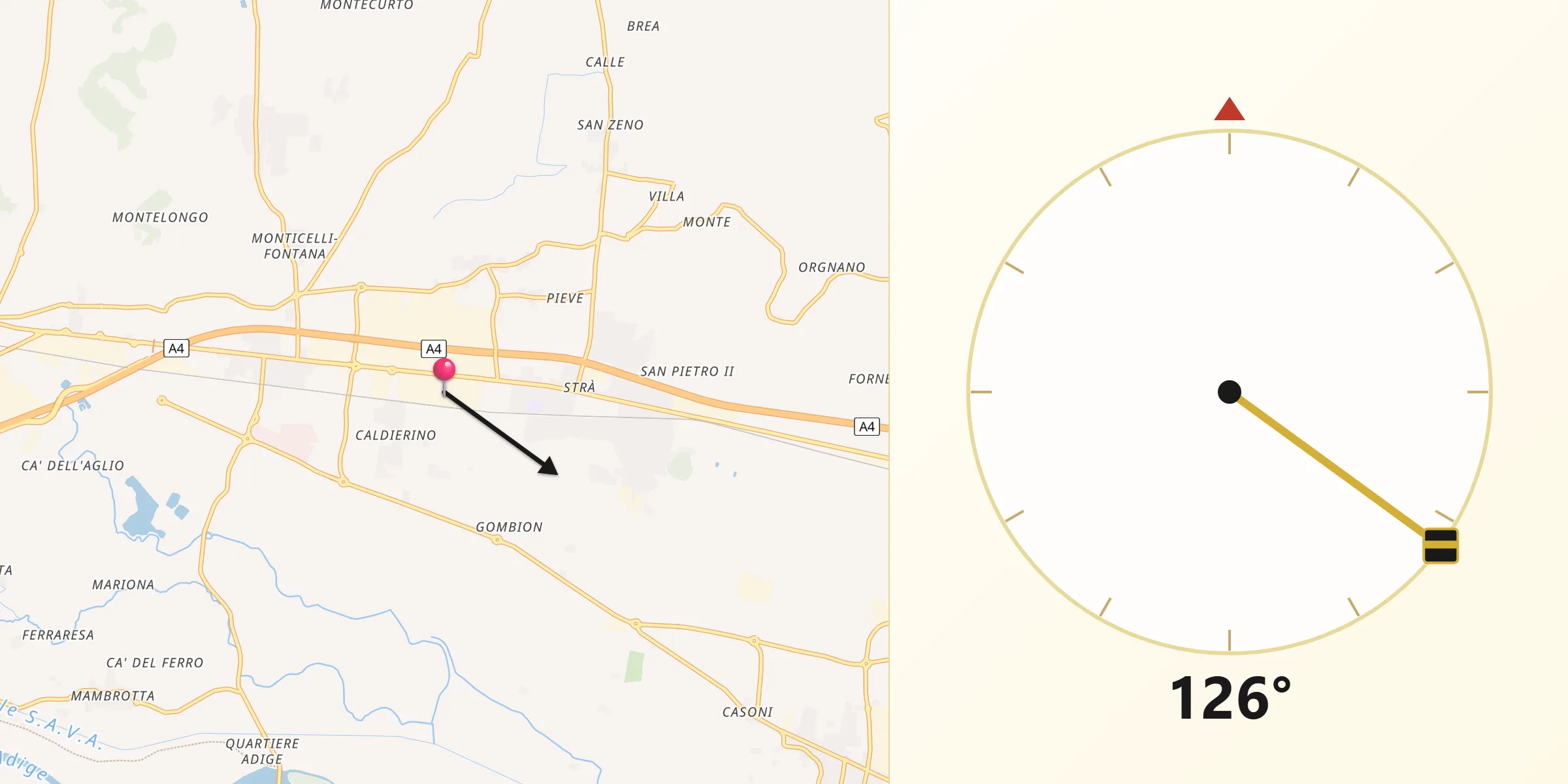 Direzione della Qibla da Caldierino-Rota