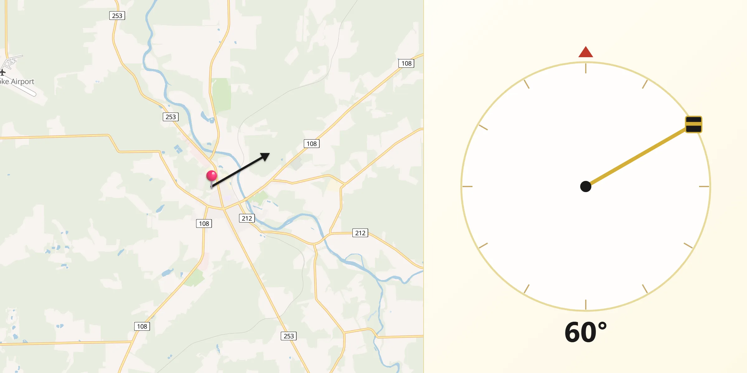 Qibla Direction from Cookshire-Eaton