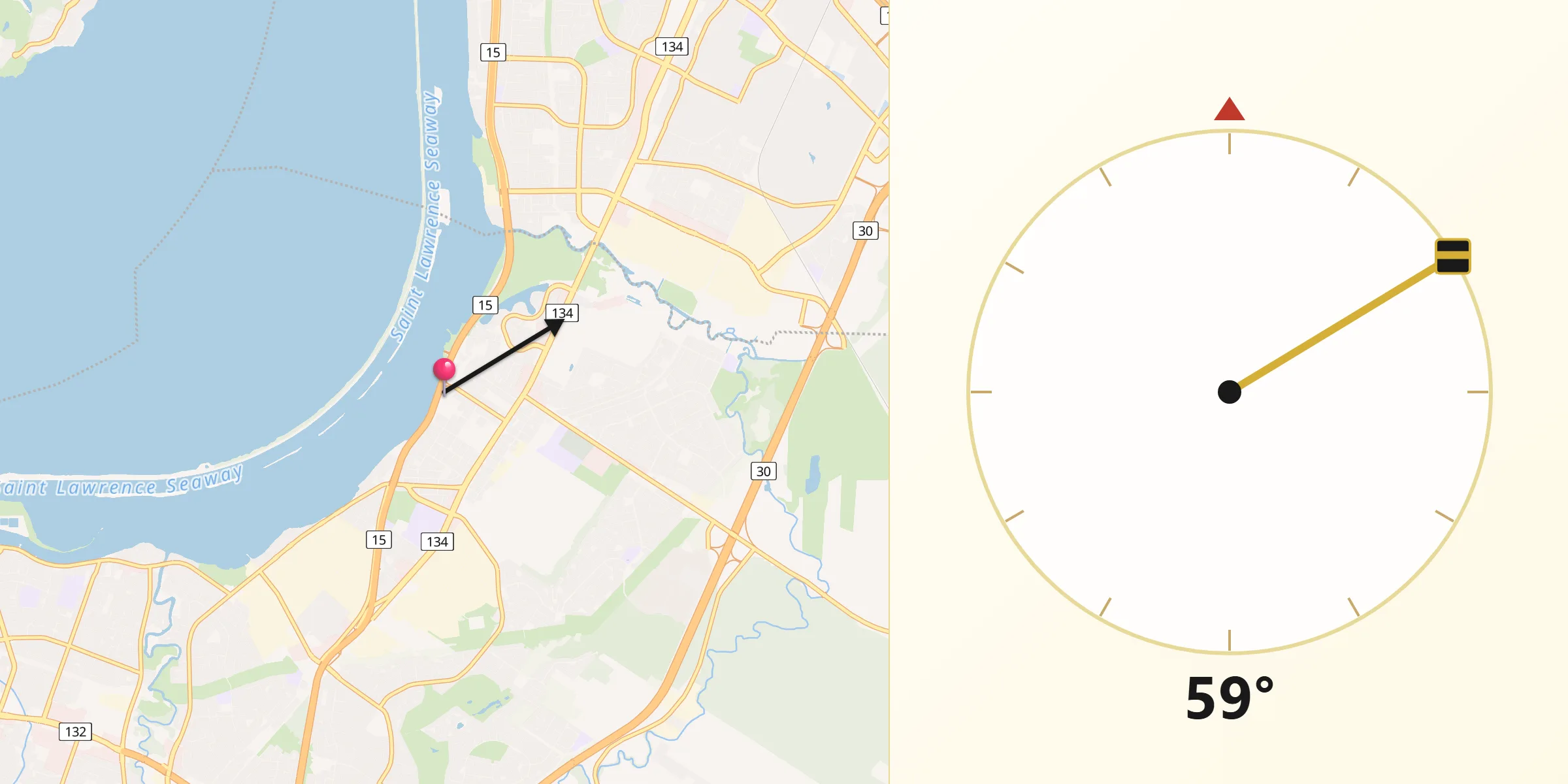 Qibla Direction from La Prairie