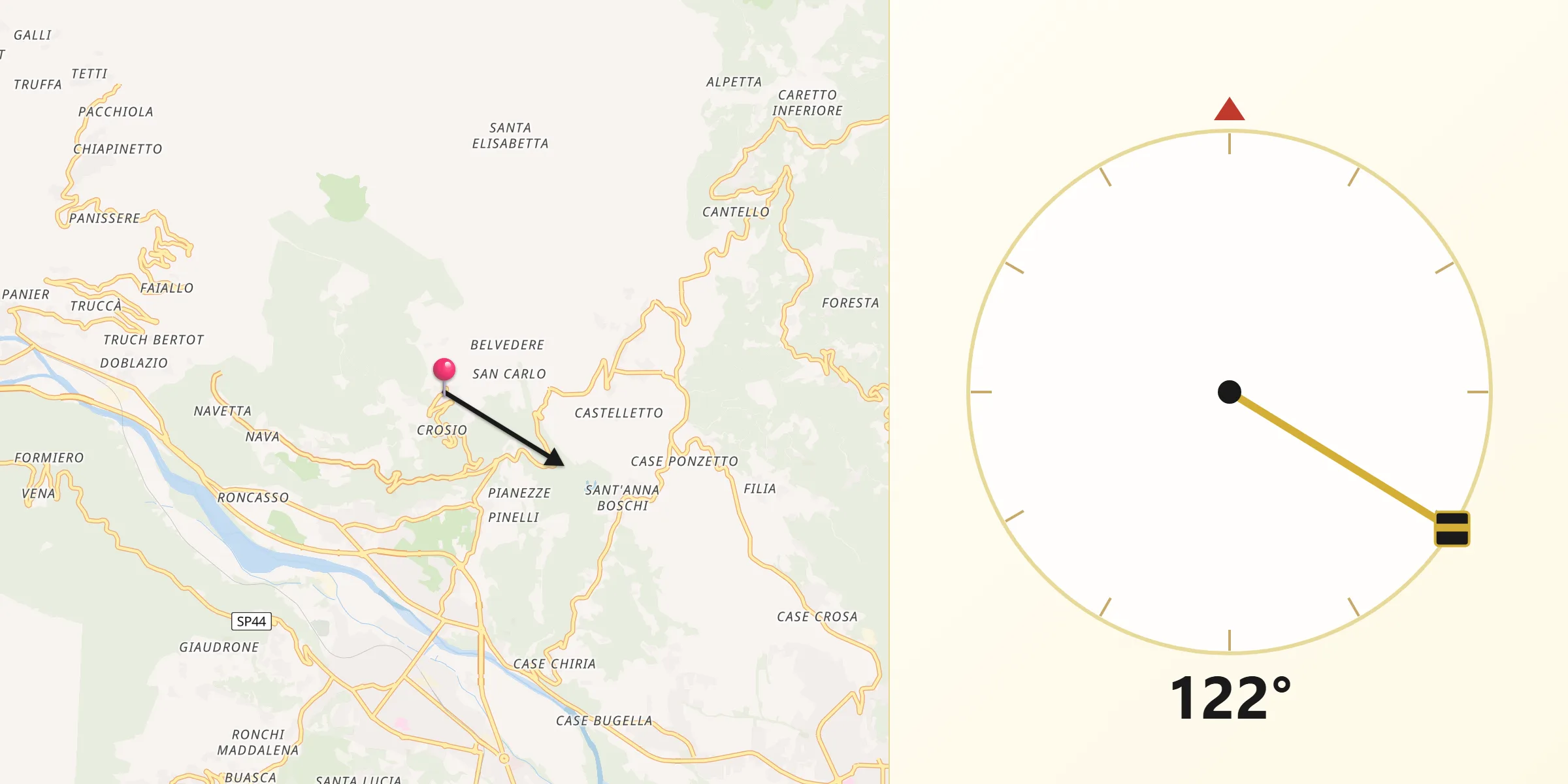 Direzione della Qibla da Chiesanuova