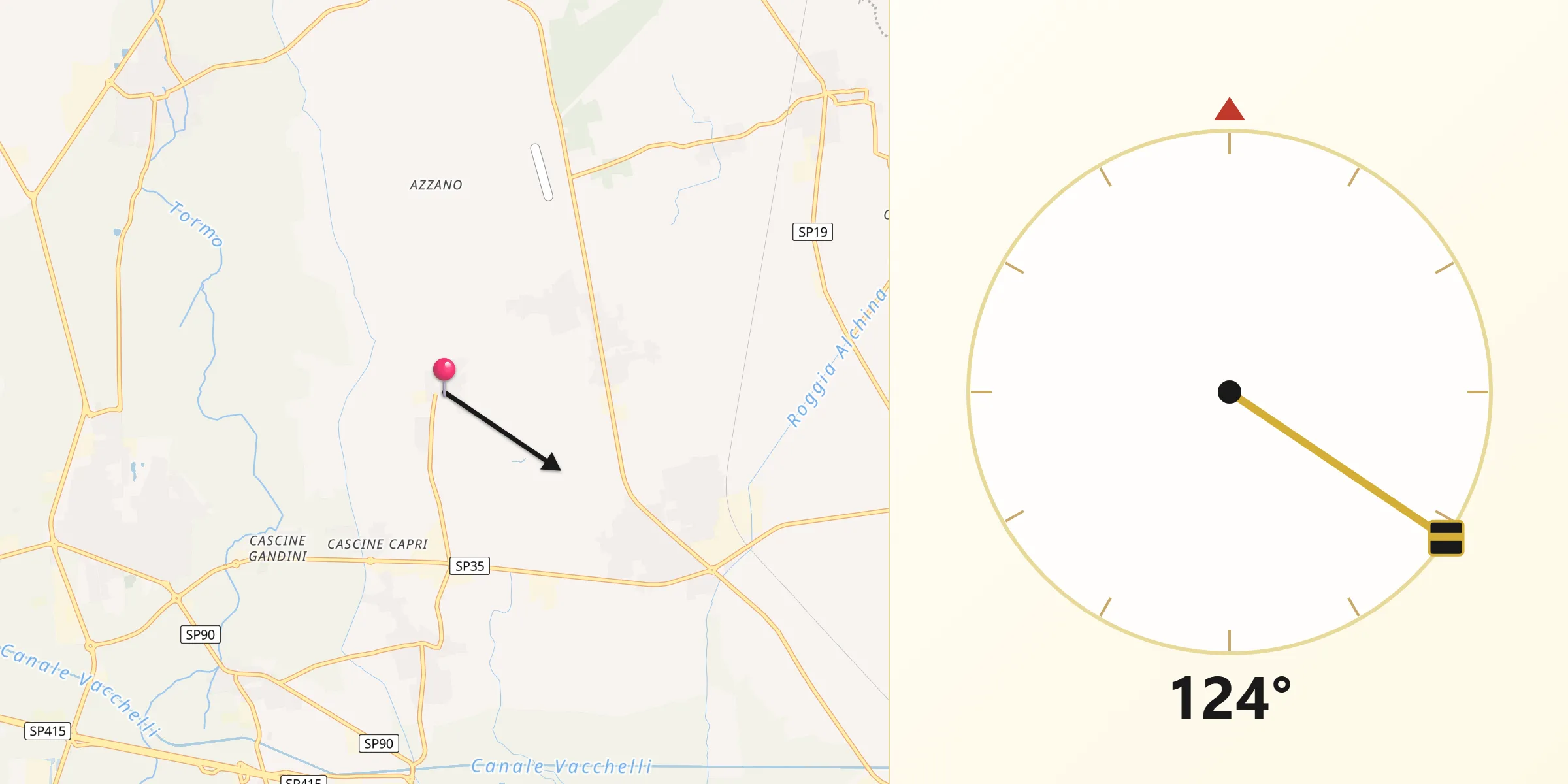 Direzione della Qibla da Torlino Vimercati