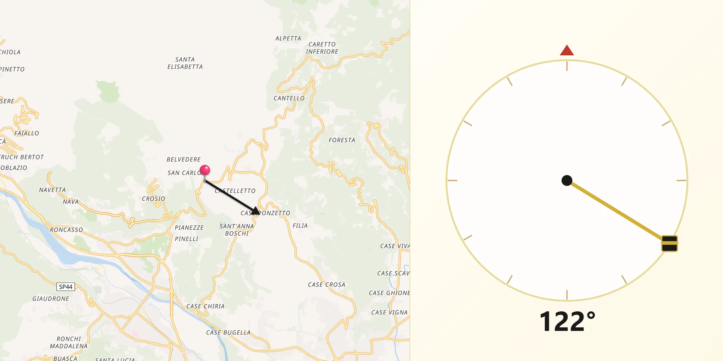 Direzione della Qibla da Borgiallo