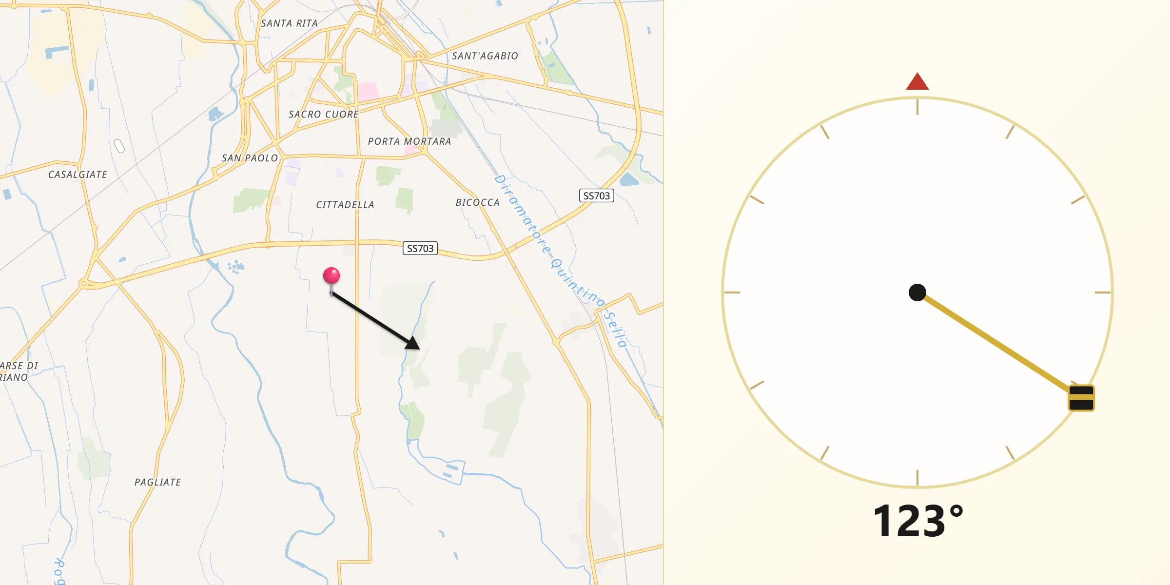 Direzione della Qibla da Torrion Quartara