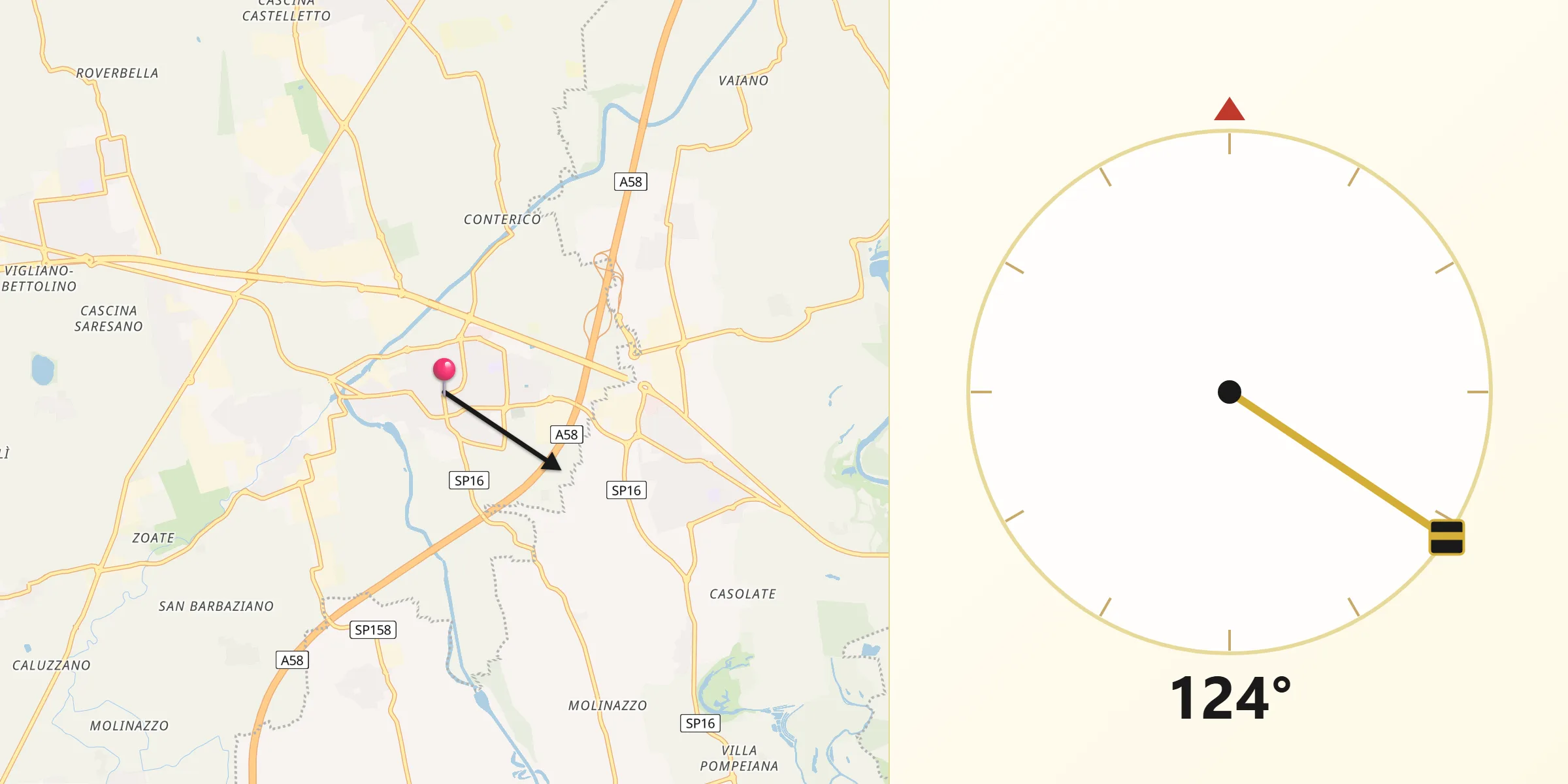 Direzione della Qibla da Paullo