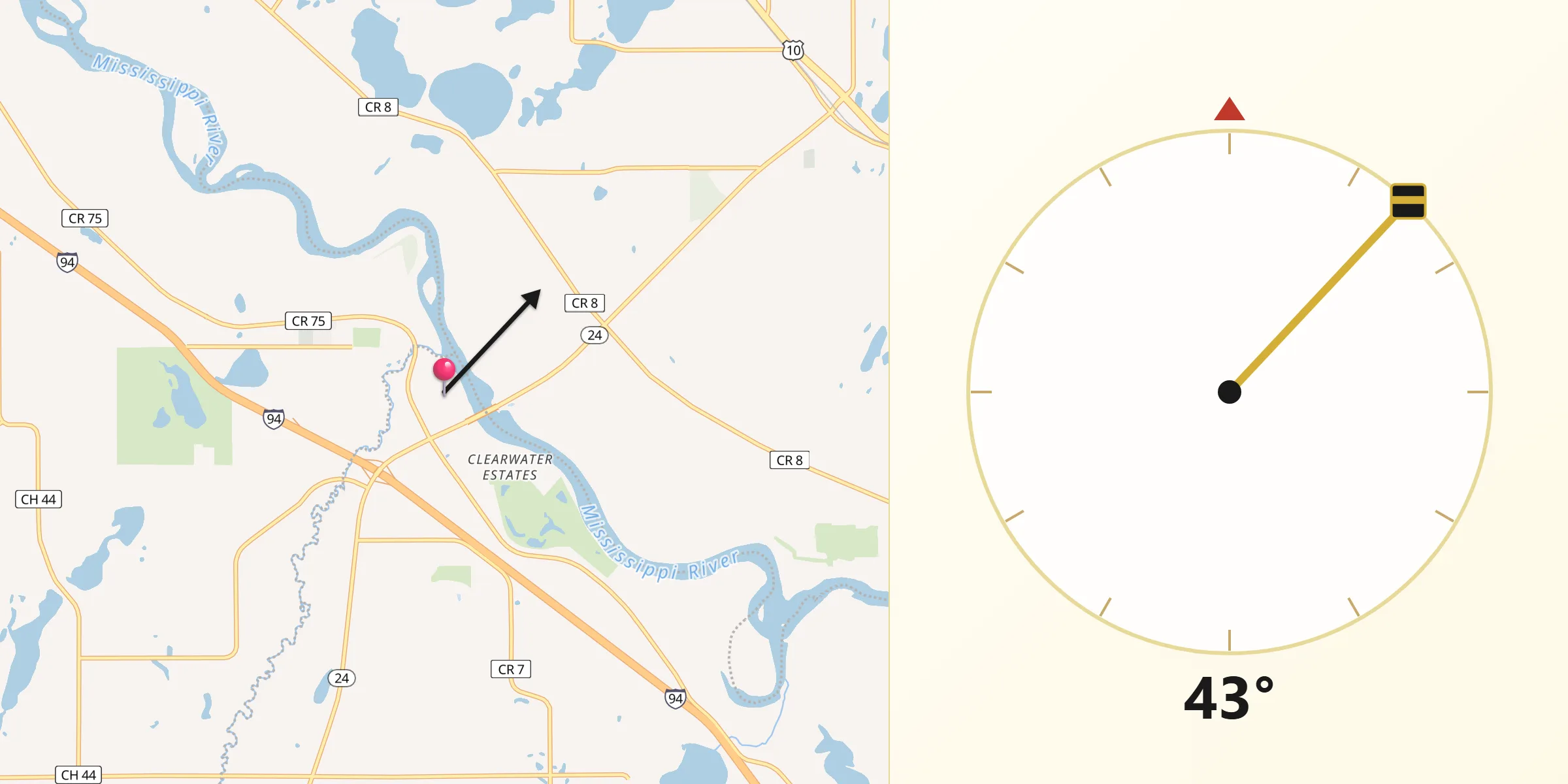 Dirección de la Qibla desde Clearwater