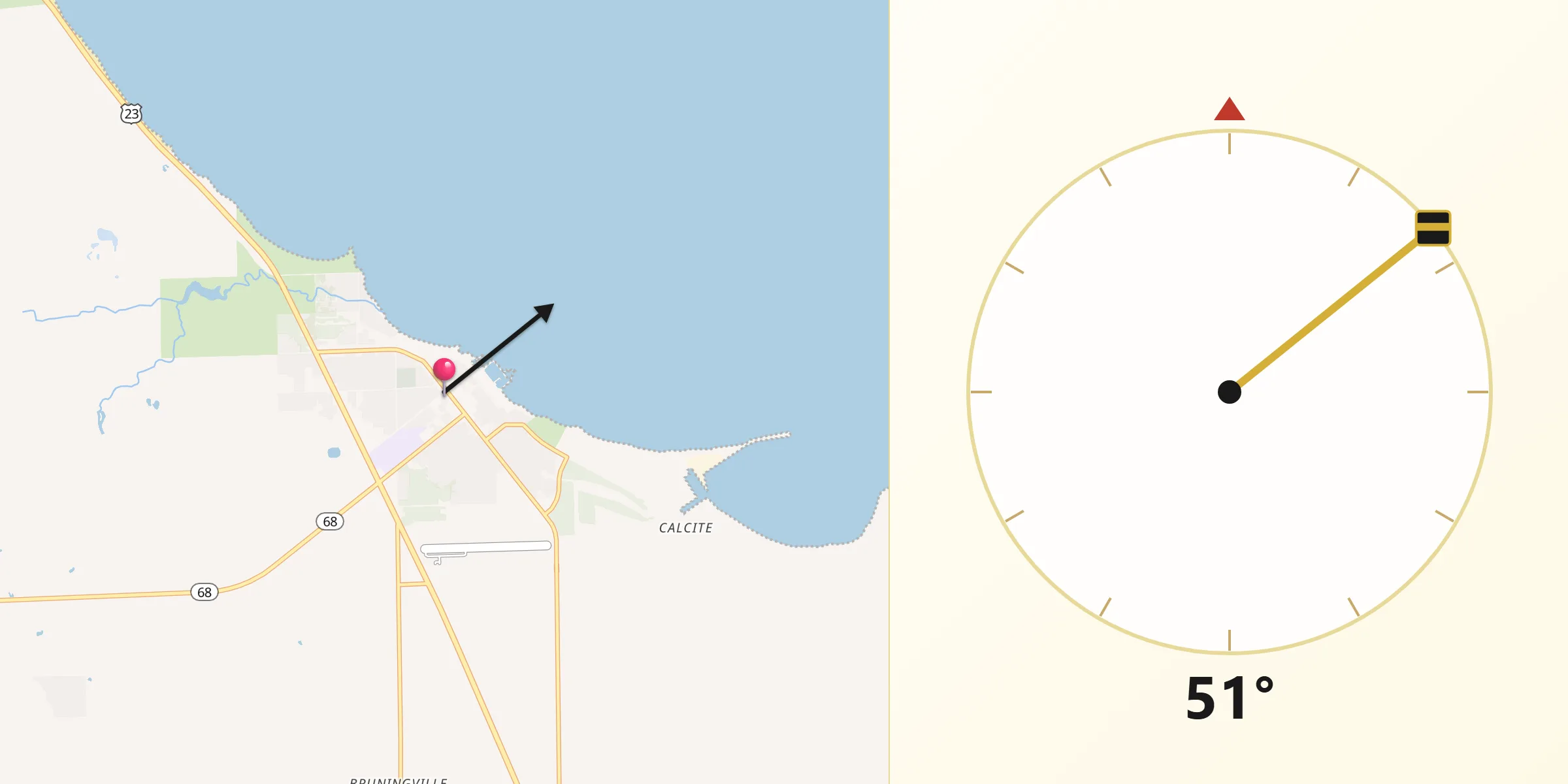 Qibla Direction from Rogers City