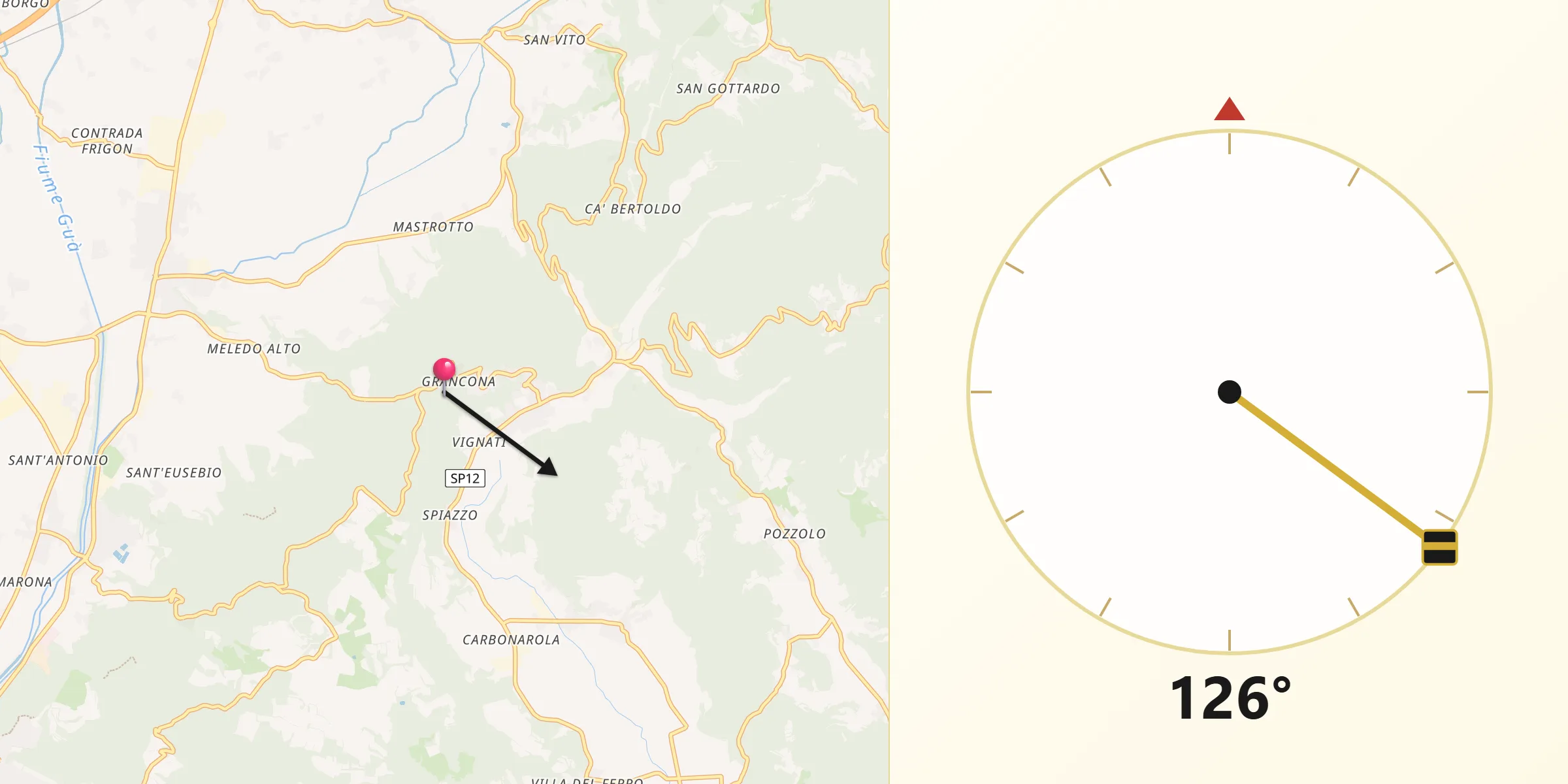 Direzione della Qibla da Grancona