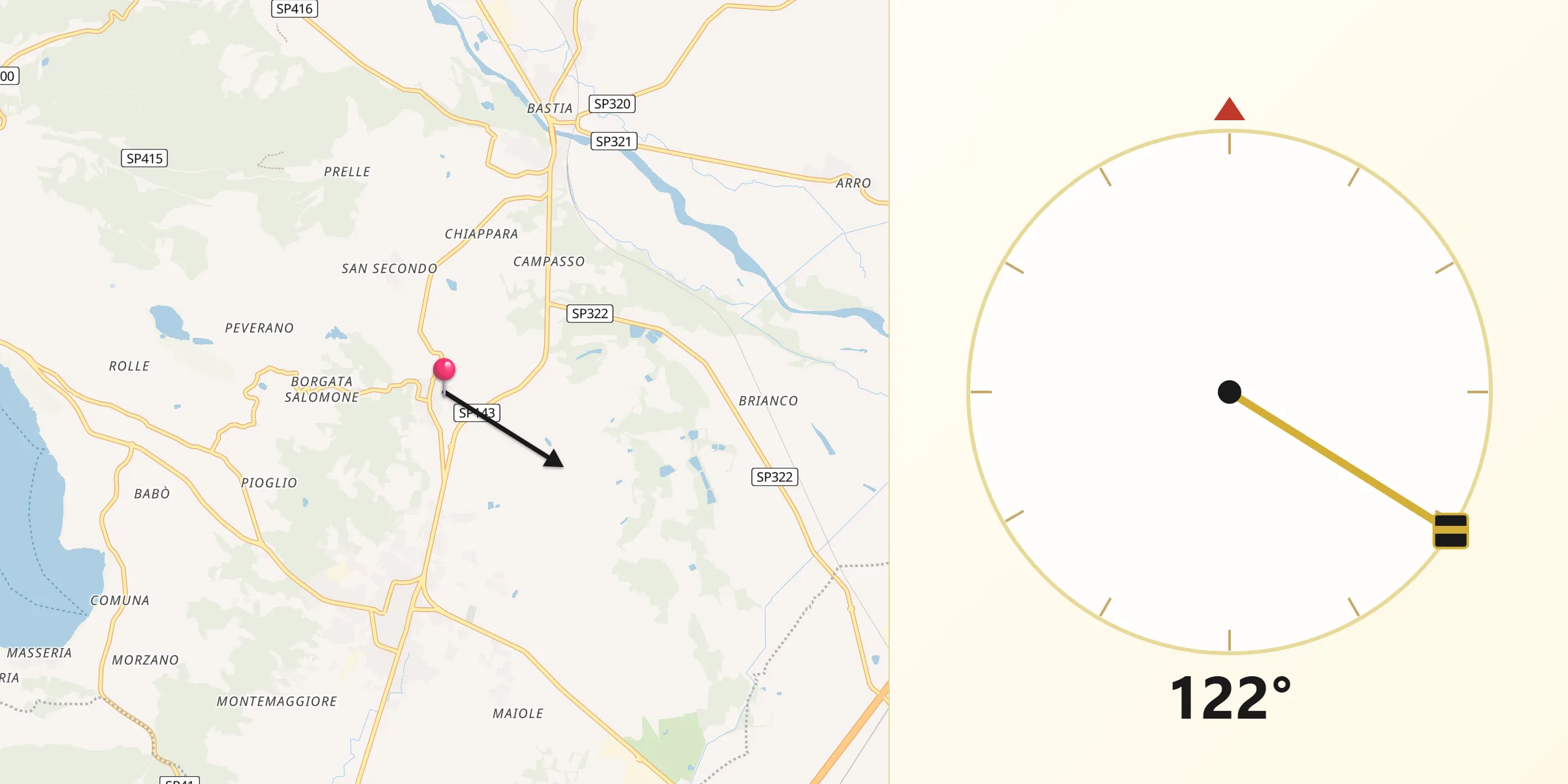 Direzione della Qibla da Dorzano