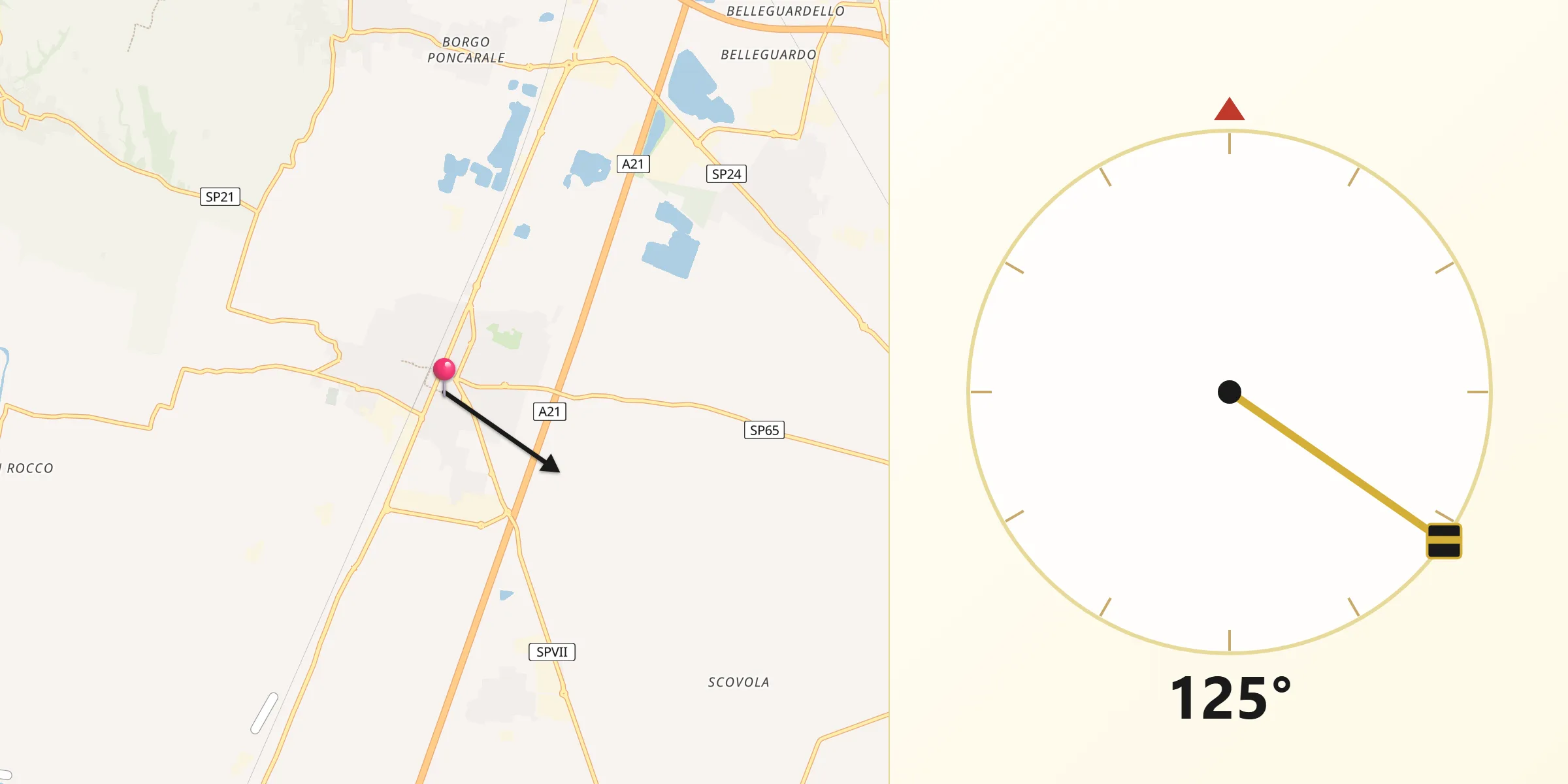 Direzione della Qibla da Bagnolo Mella