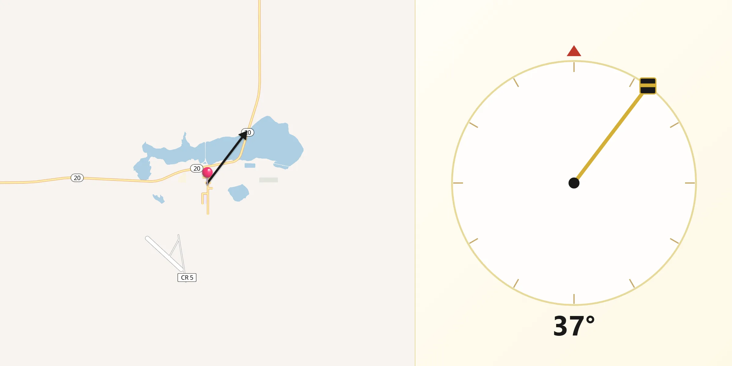 Qibla Direction from Timber Lake