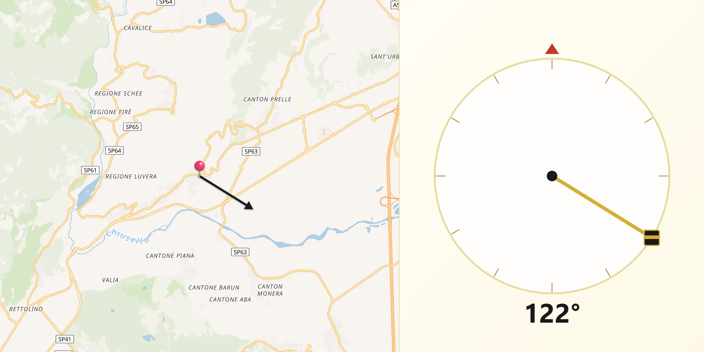 Direzione della Qibla da Parella