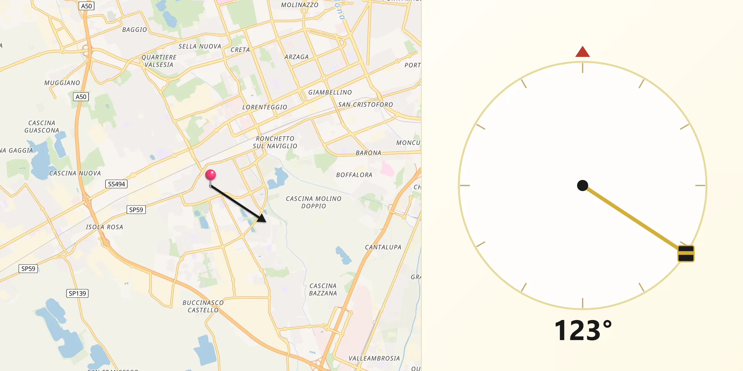 Direzione della Qibla da Corsico