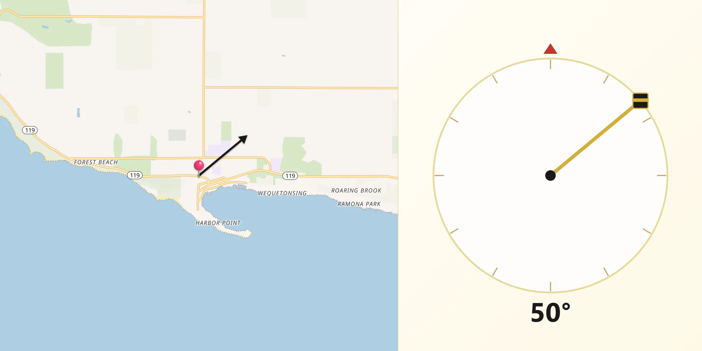 Qibla Direction from Harbor Springs