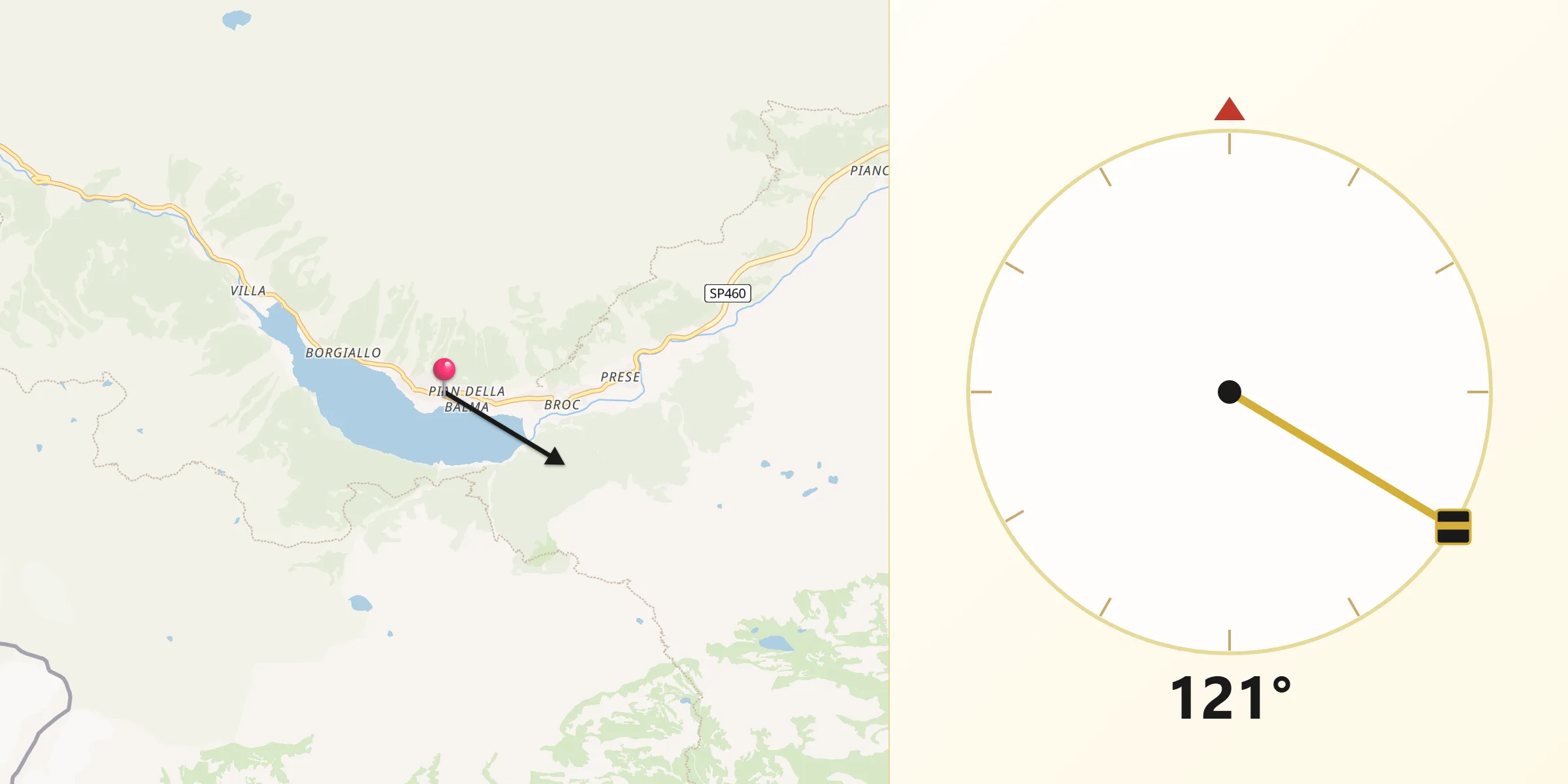 Direzione della Qibla da Ceresole Reale