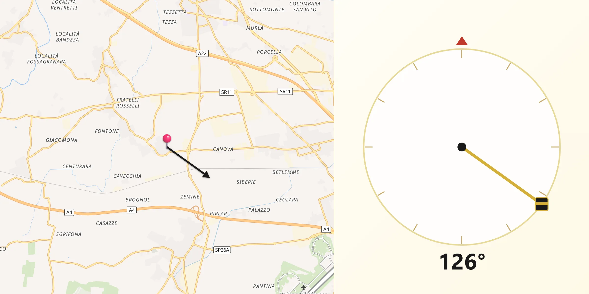 Direzione della Qibla da Sona
