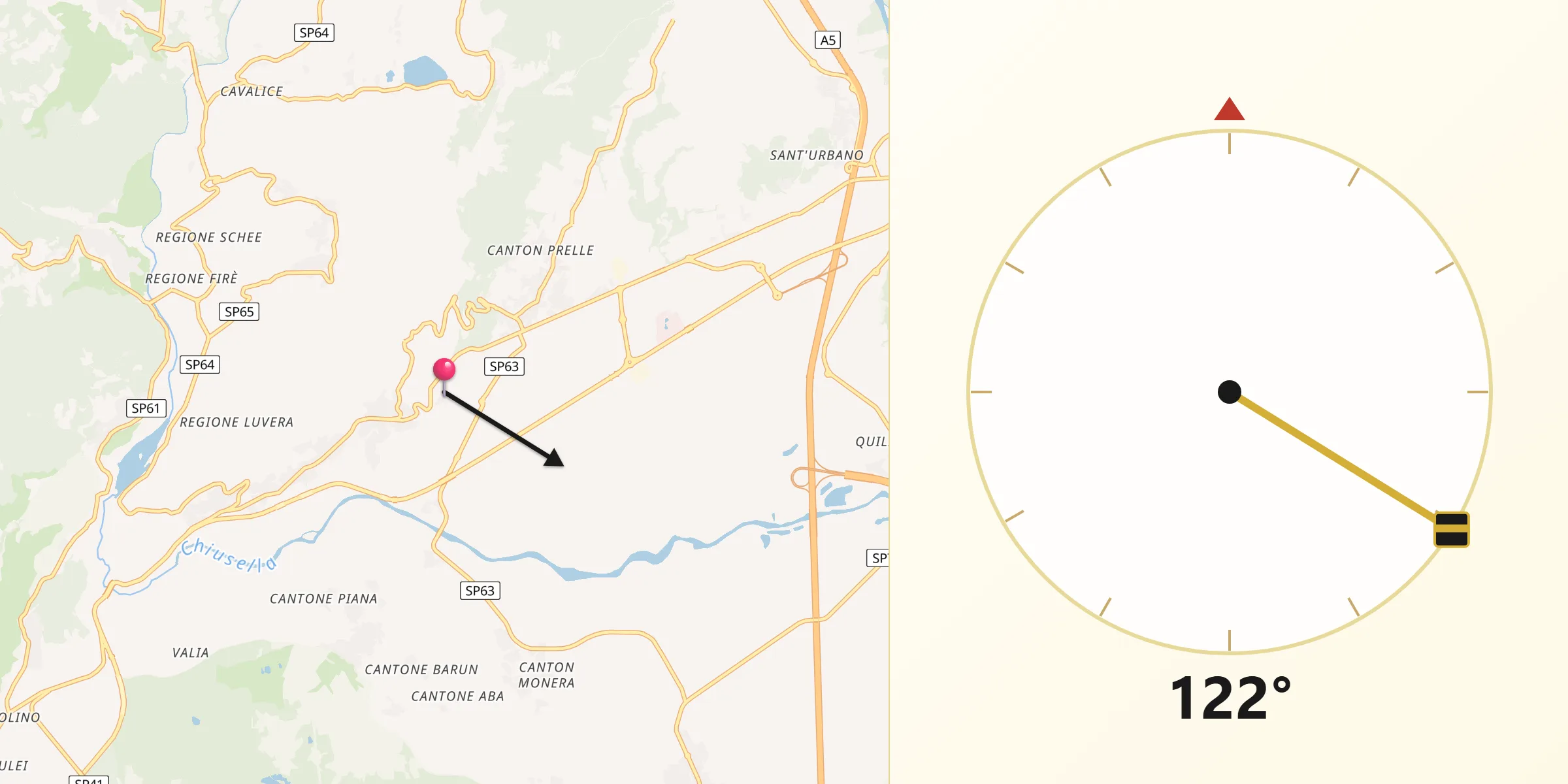 Direzione della Qibla da Colleretto Giacosa