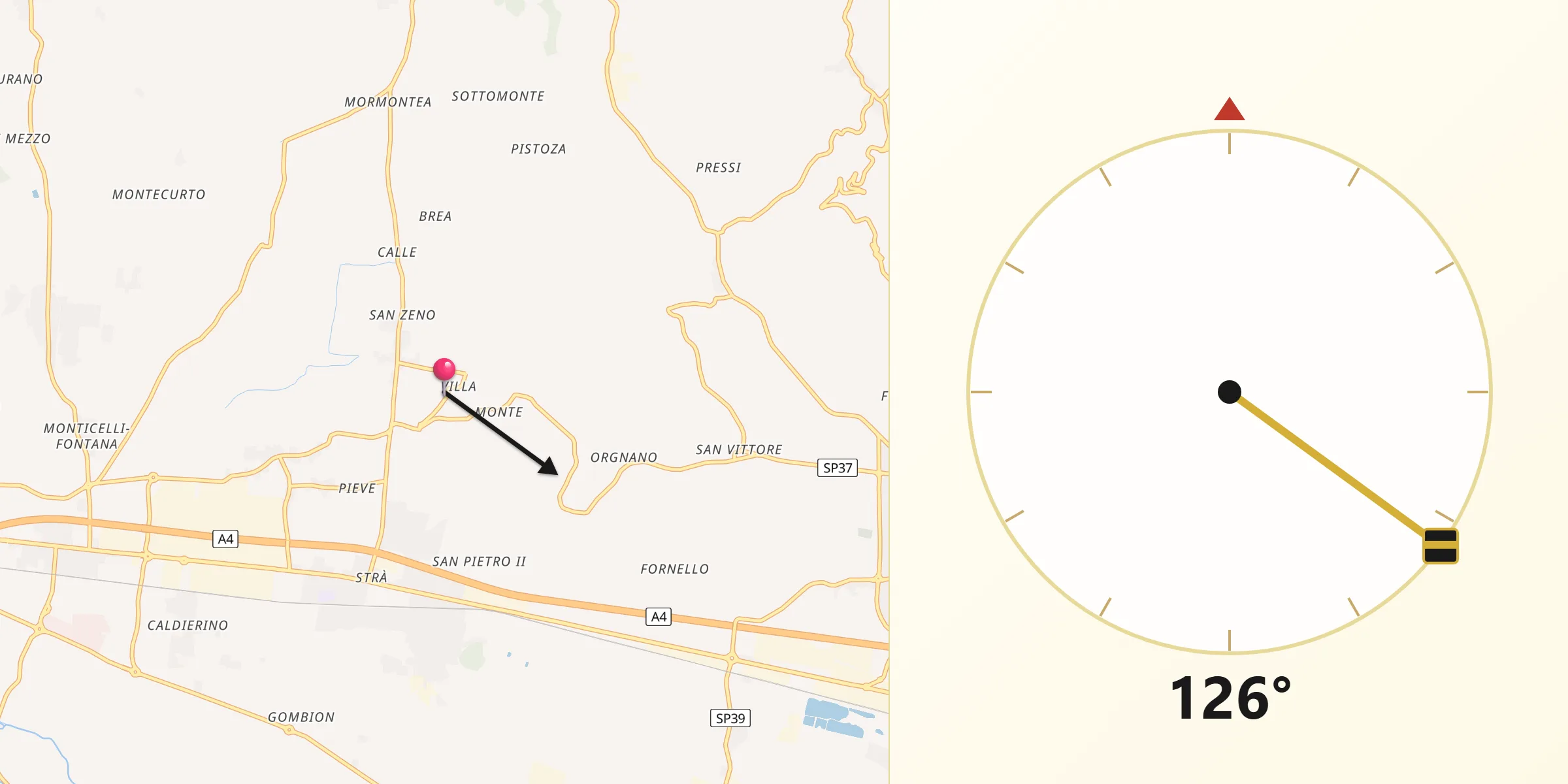 Direzione della Qibla da Colognola ai Colli