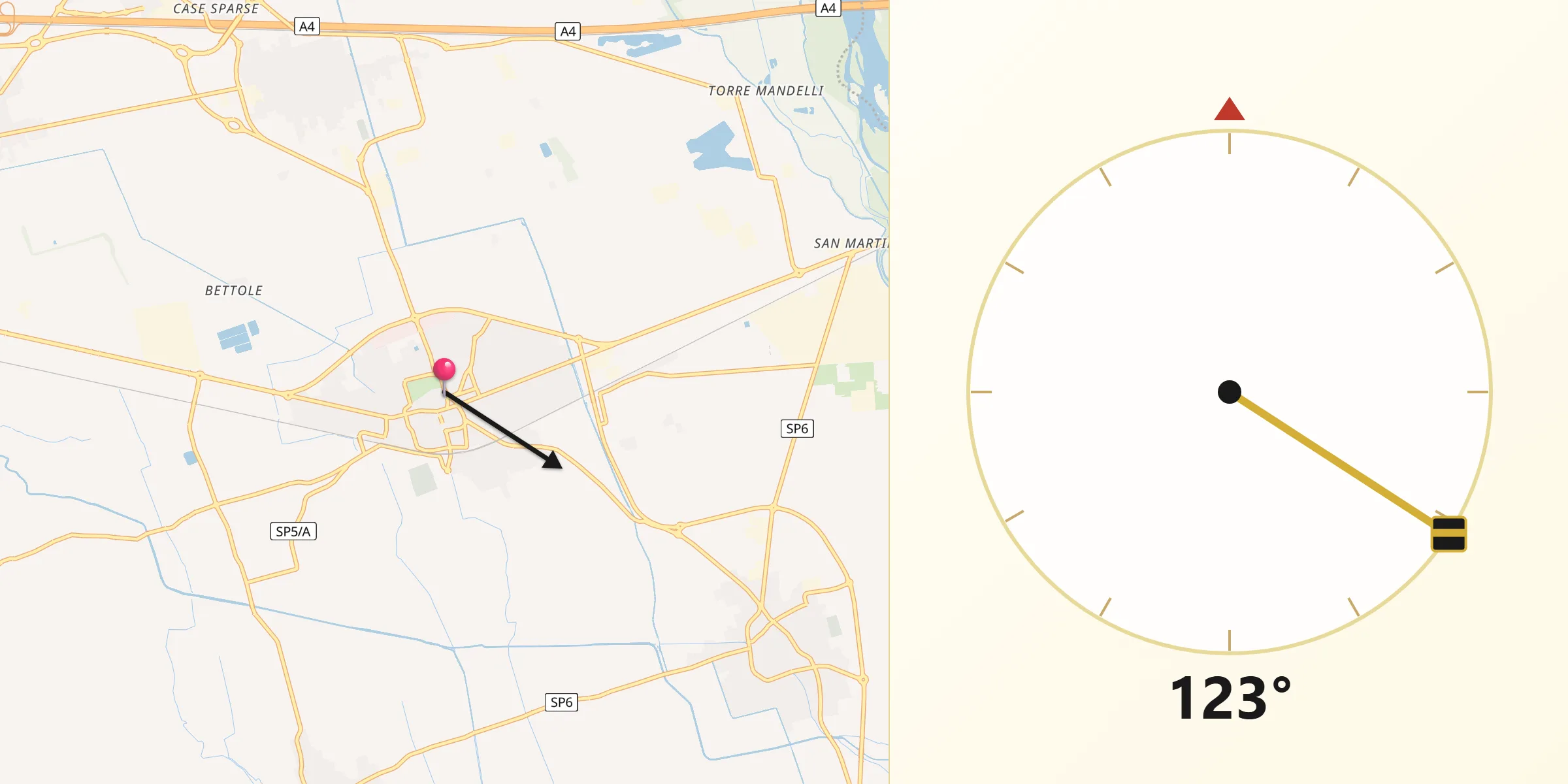 Direzione della Qibla da Trecate