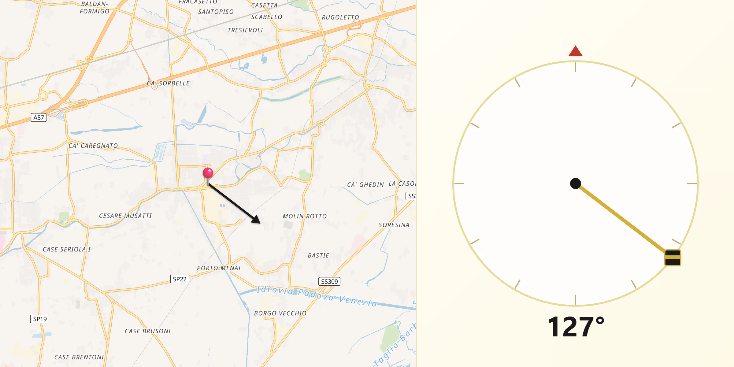 Direzione della Qibla da Mira
