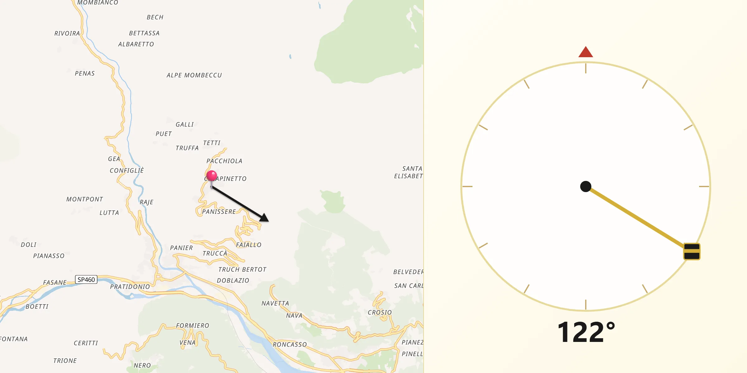 Direzione della Qibla da Frassinetto