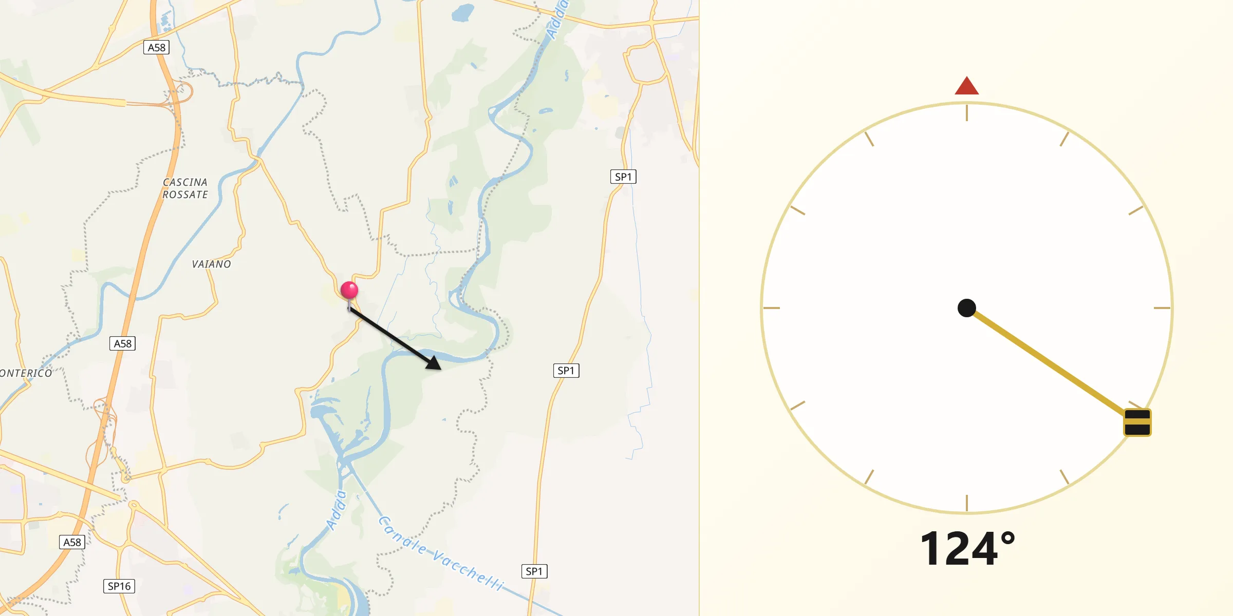 Direzione della Qibla da Comazzo