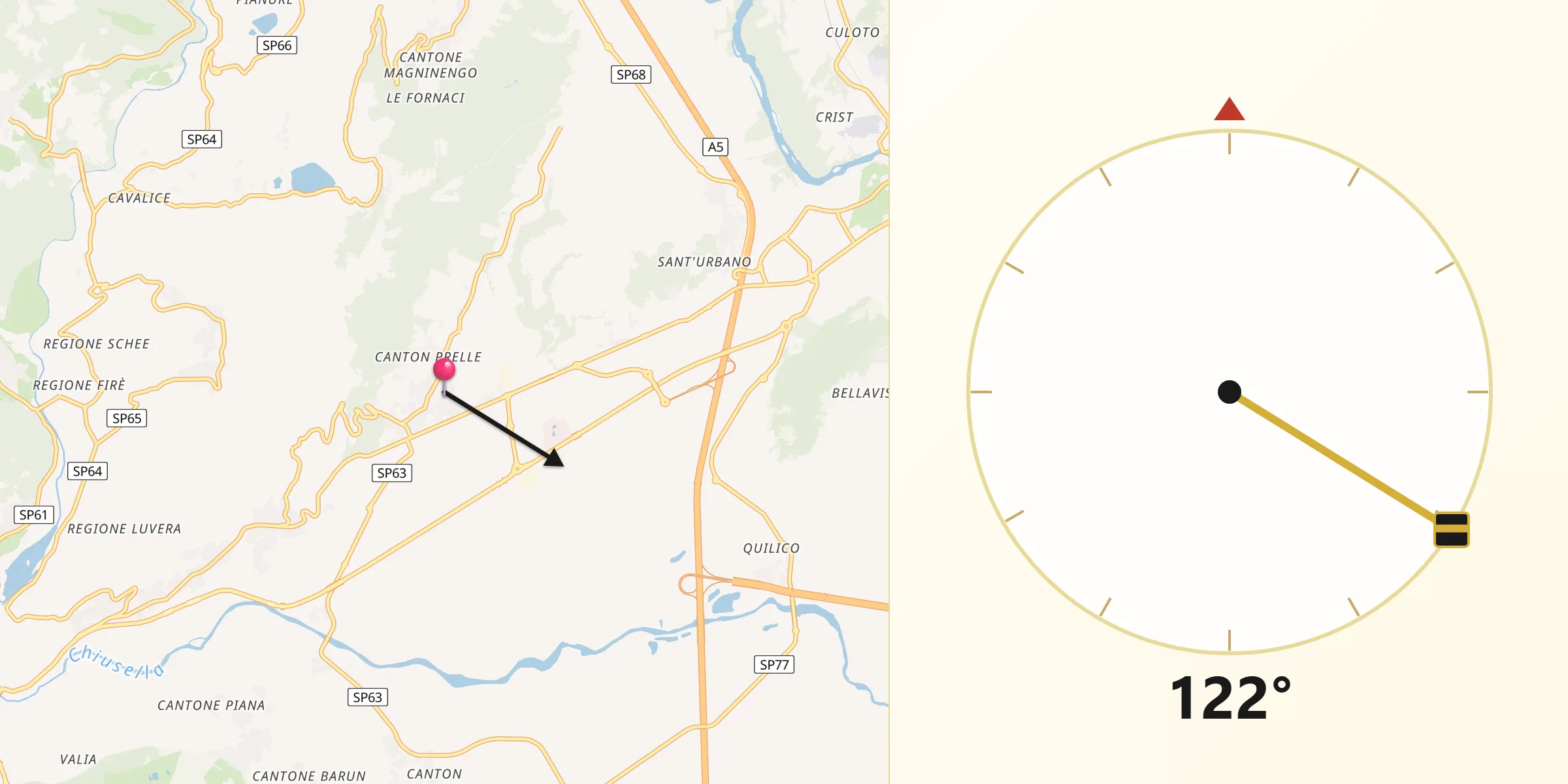 Direzione della Qibla da Loranzè