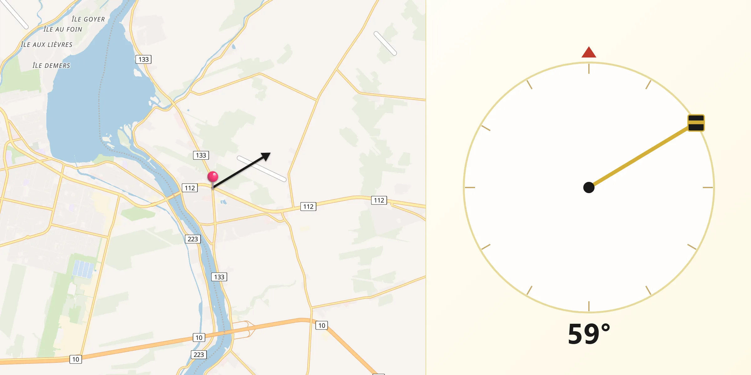 Qibla Direction from Richelieu