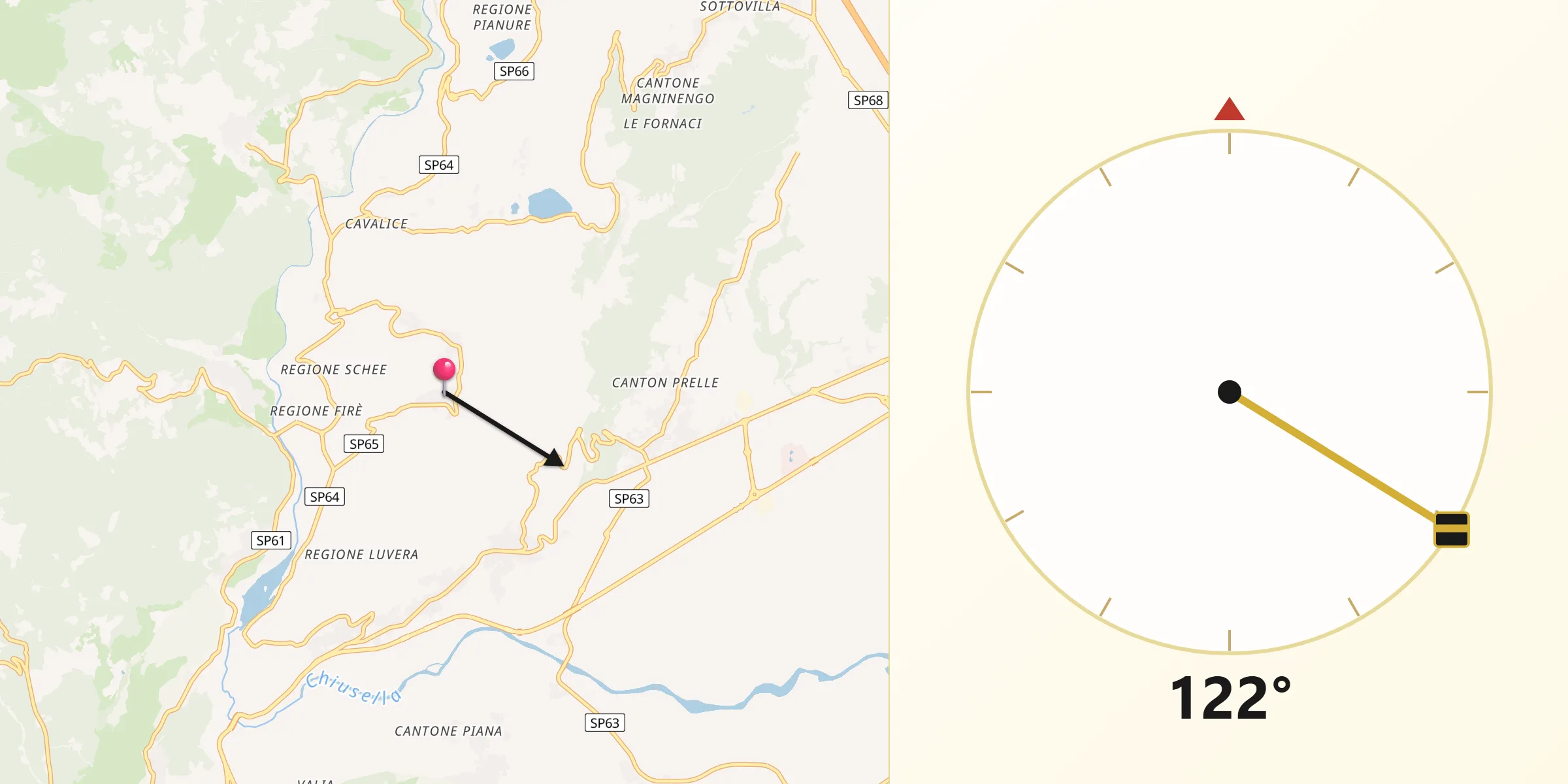 Direzione della Qibla da Lugnacco