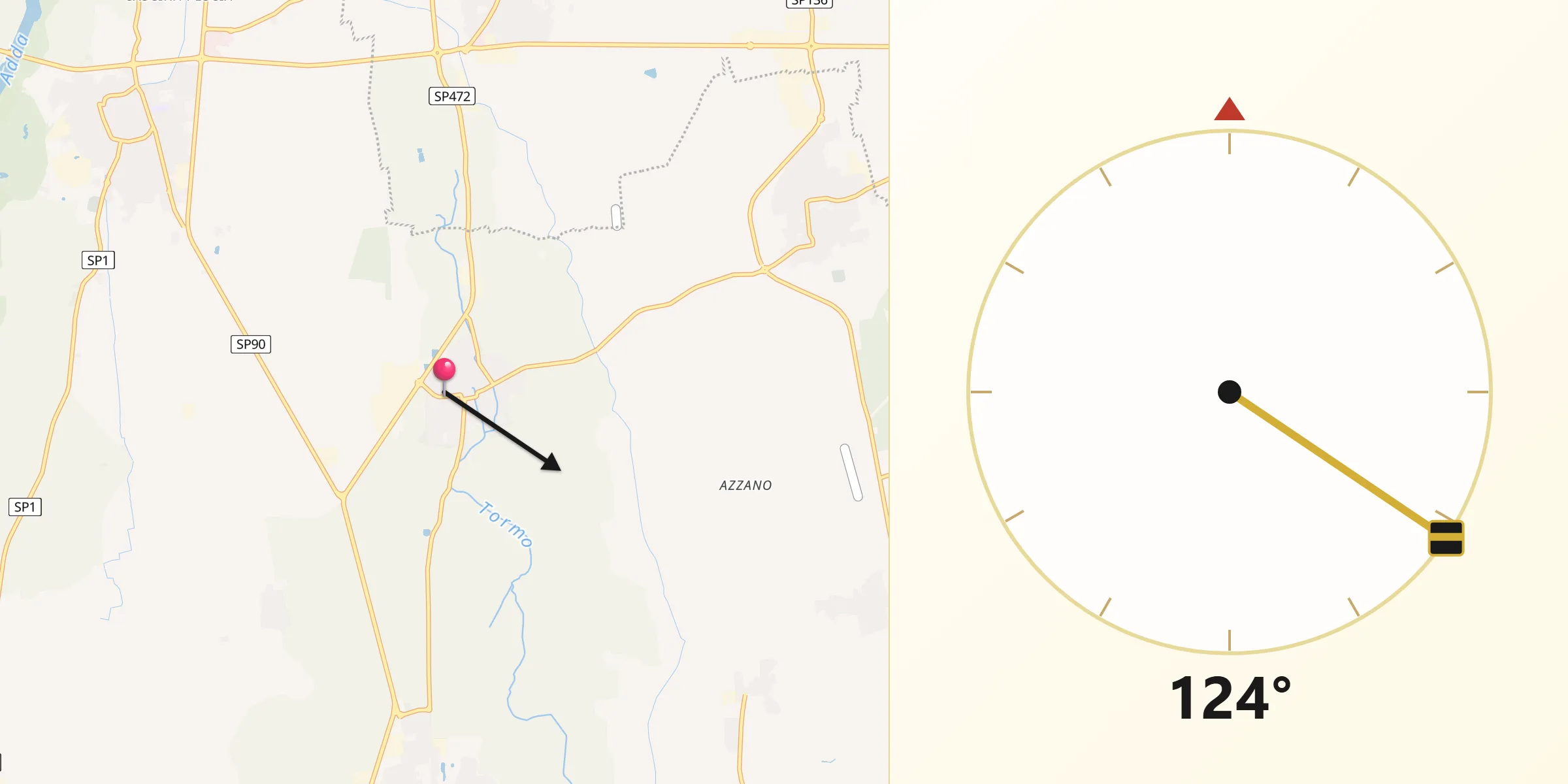 Direzione della Qibla da Agnadello