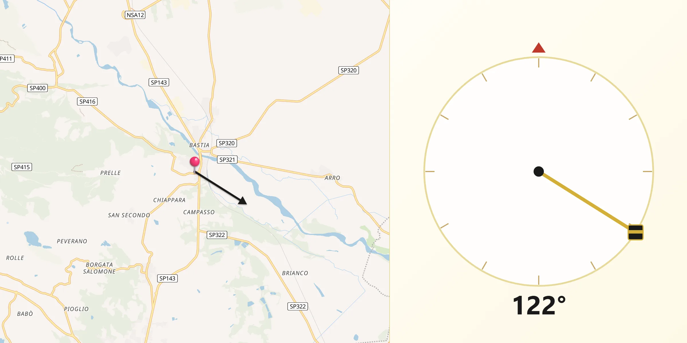 Direzione della Qibla da Salussola