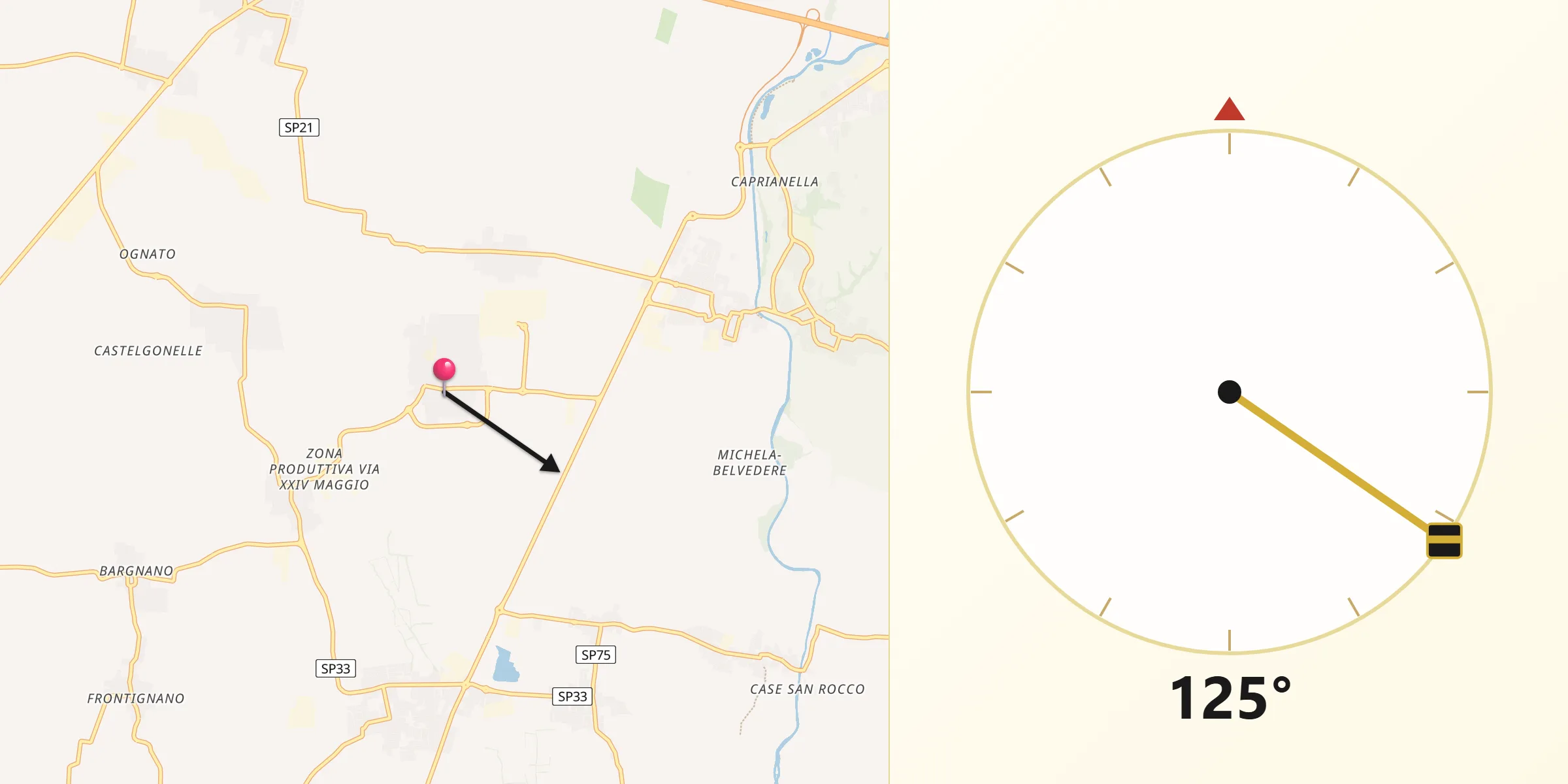 Direzione della Qibla da Mairano