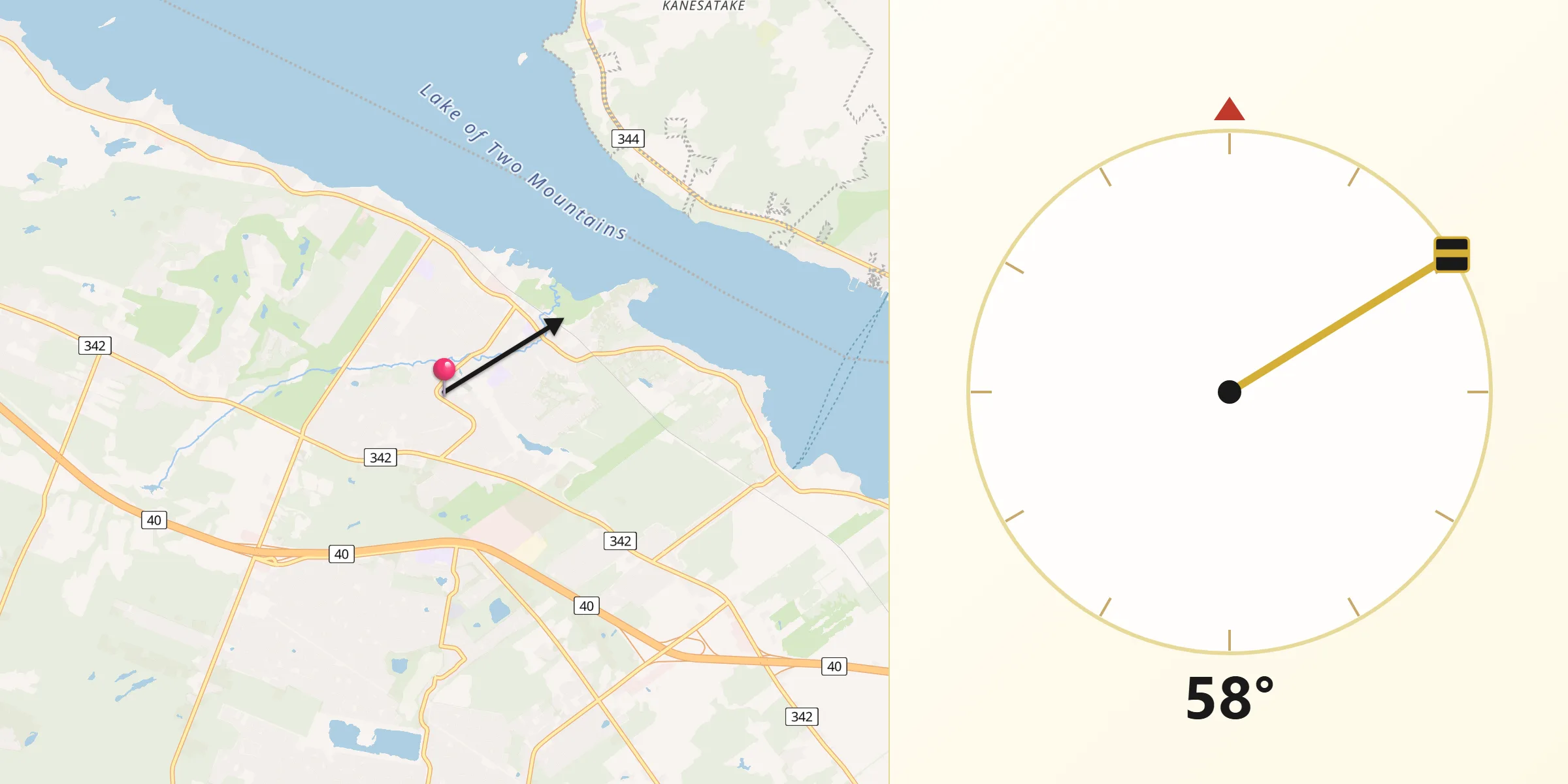 Qibla Direction from Hudson