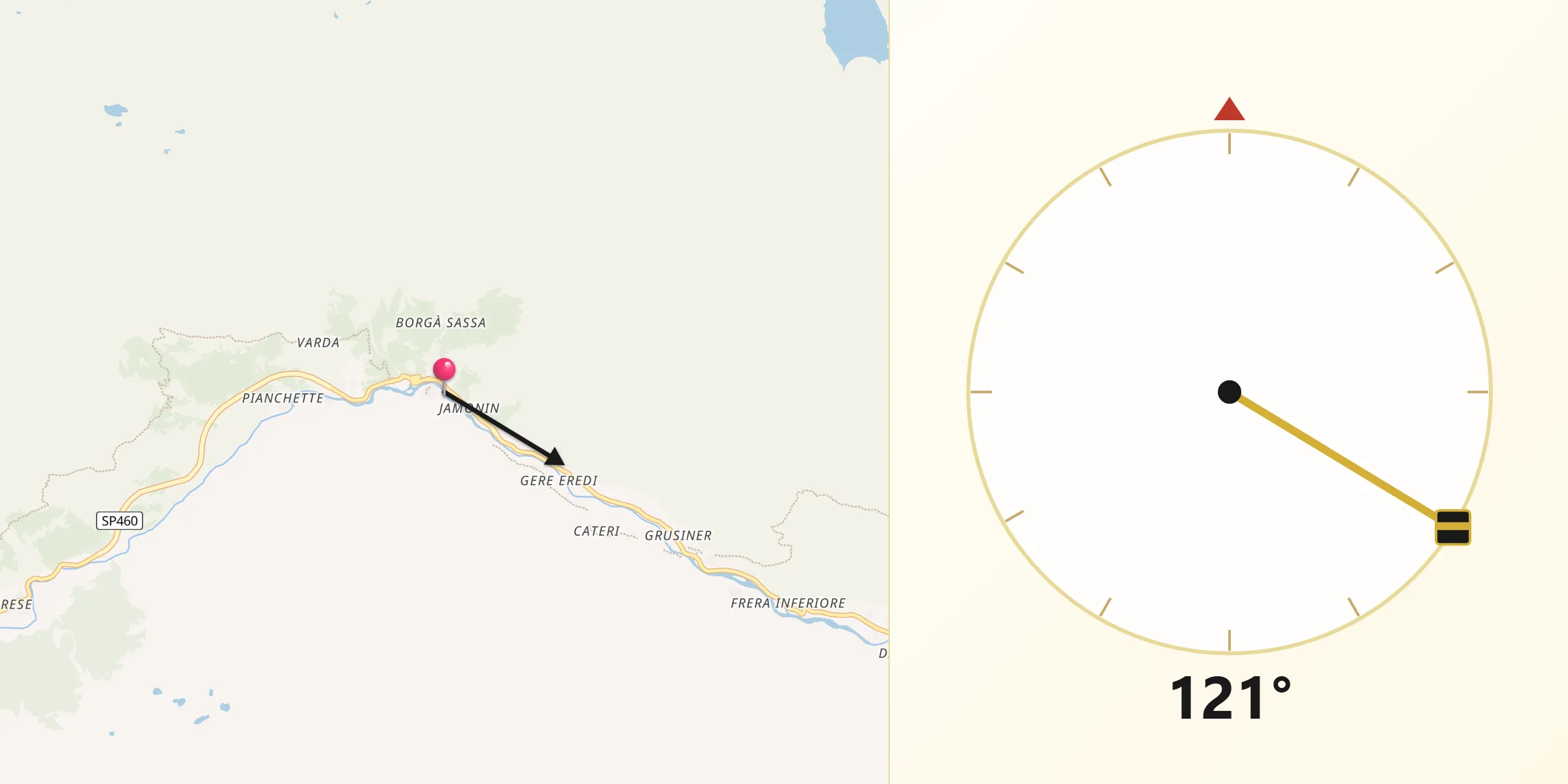 Direzione della Qibla da Noasca