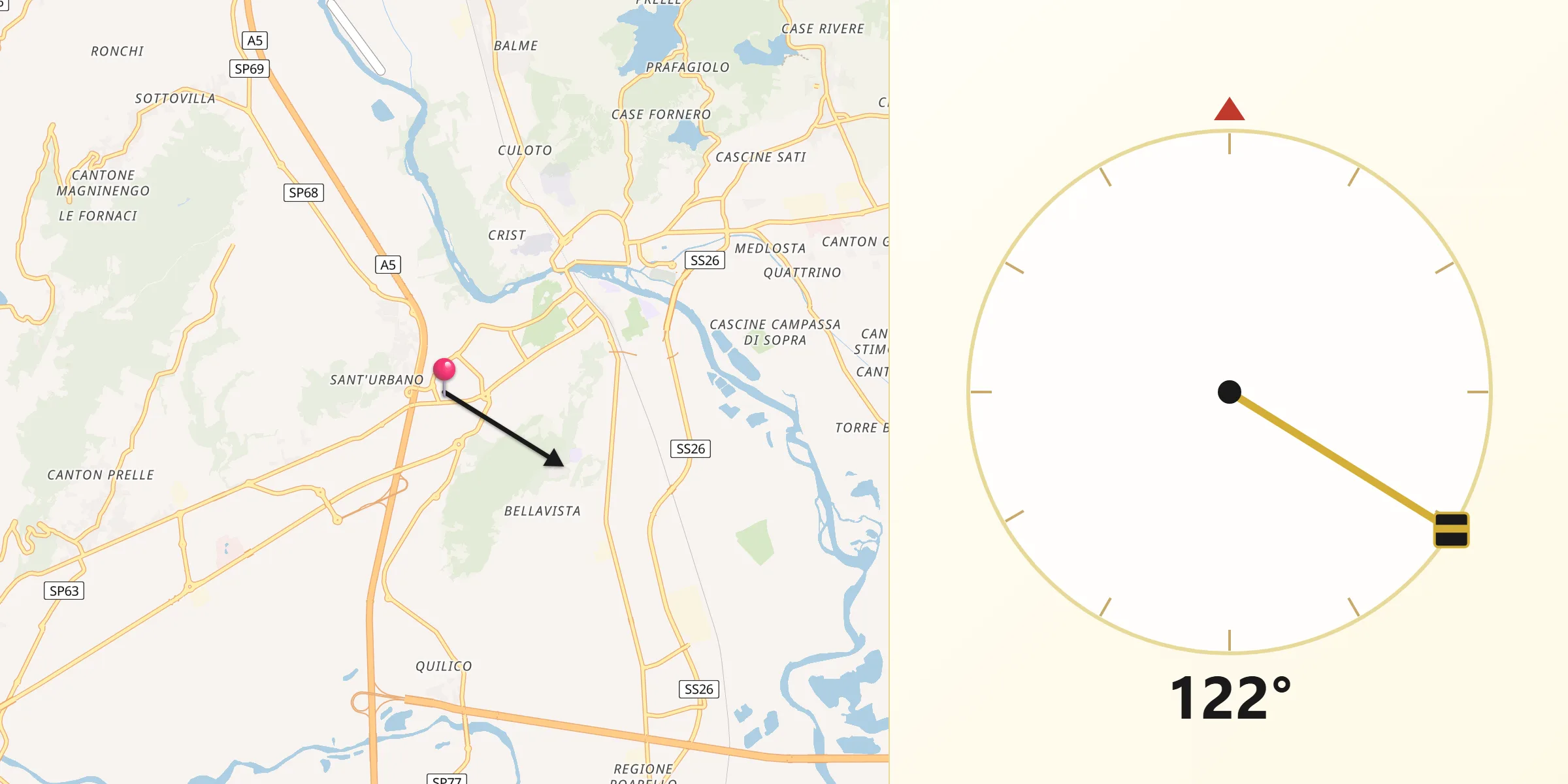 Direzione della Qibla da Banchette
