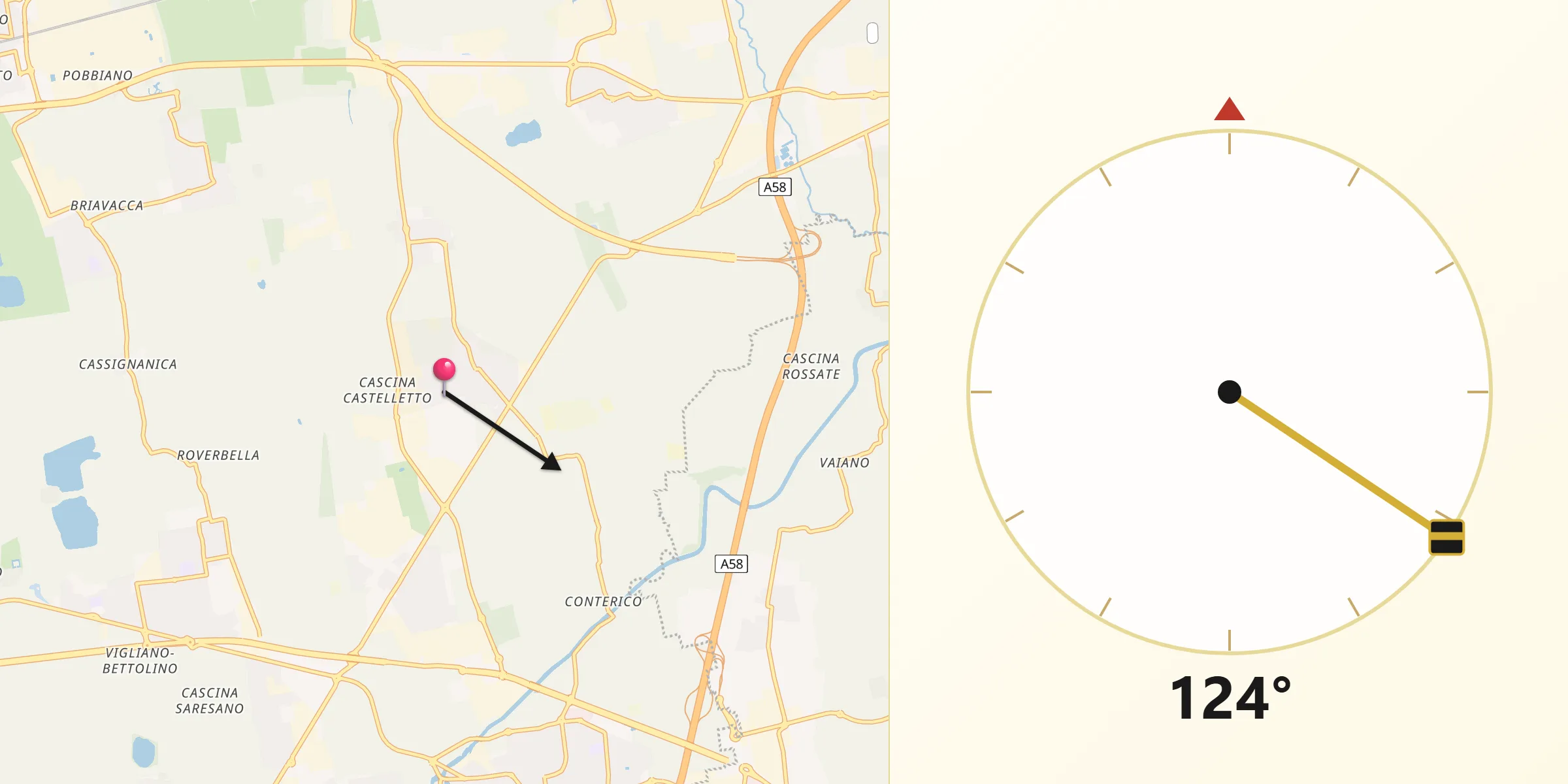 Direzione della Qibla da Settala