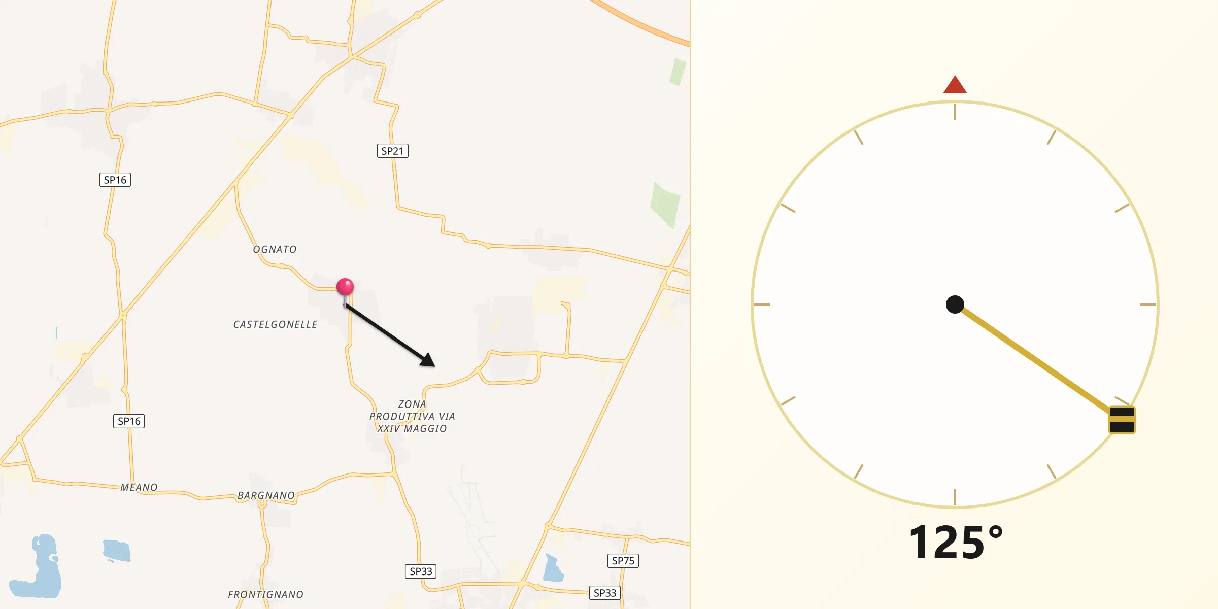 Direzione della Qibla da Brandico