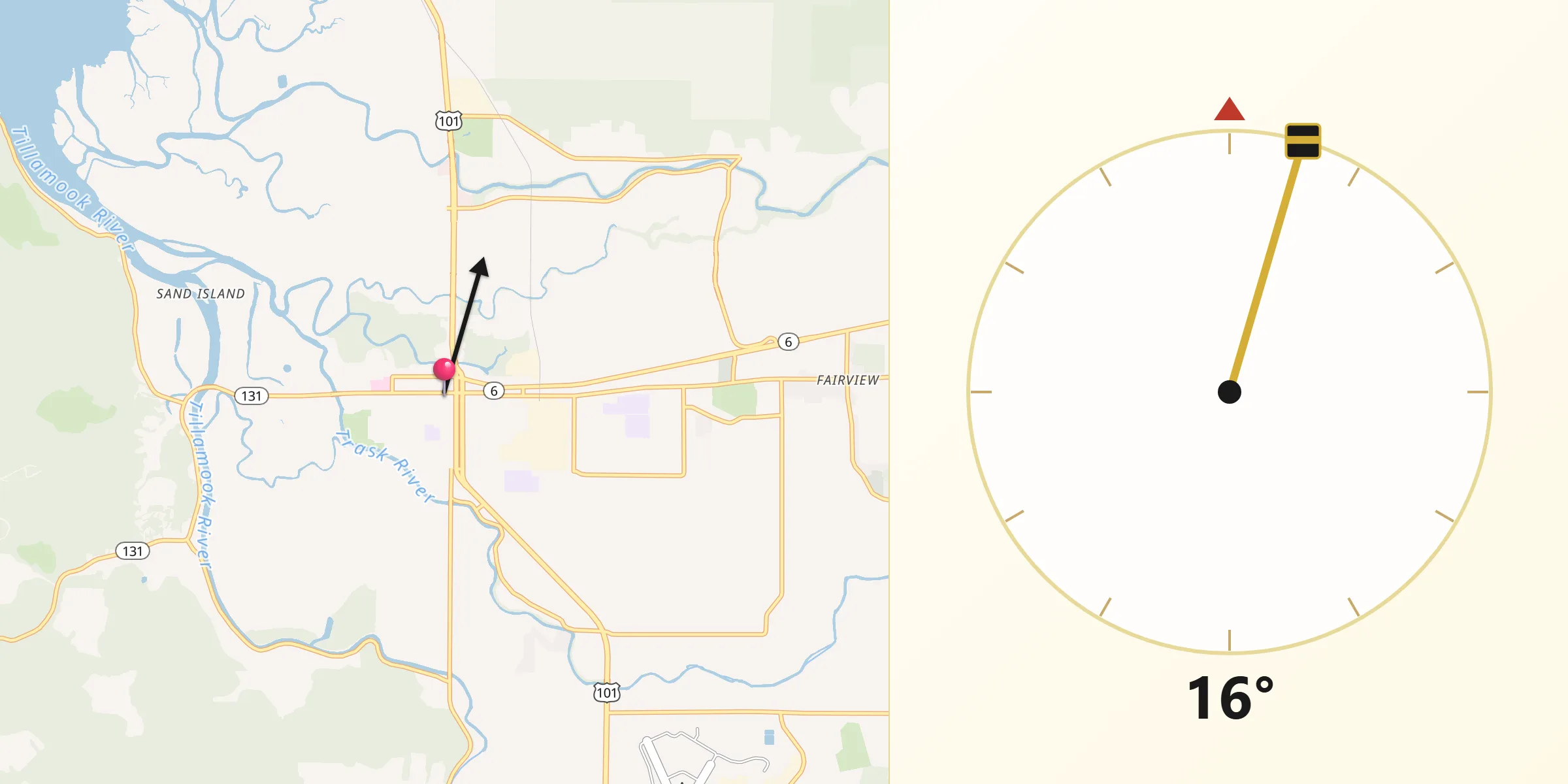Qibla Direction from Tillamook