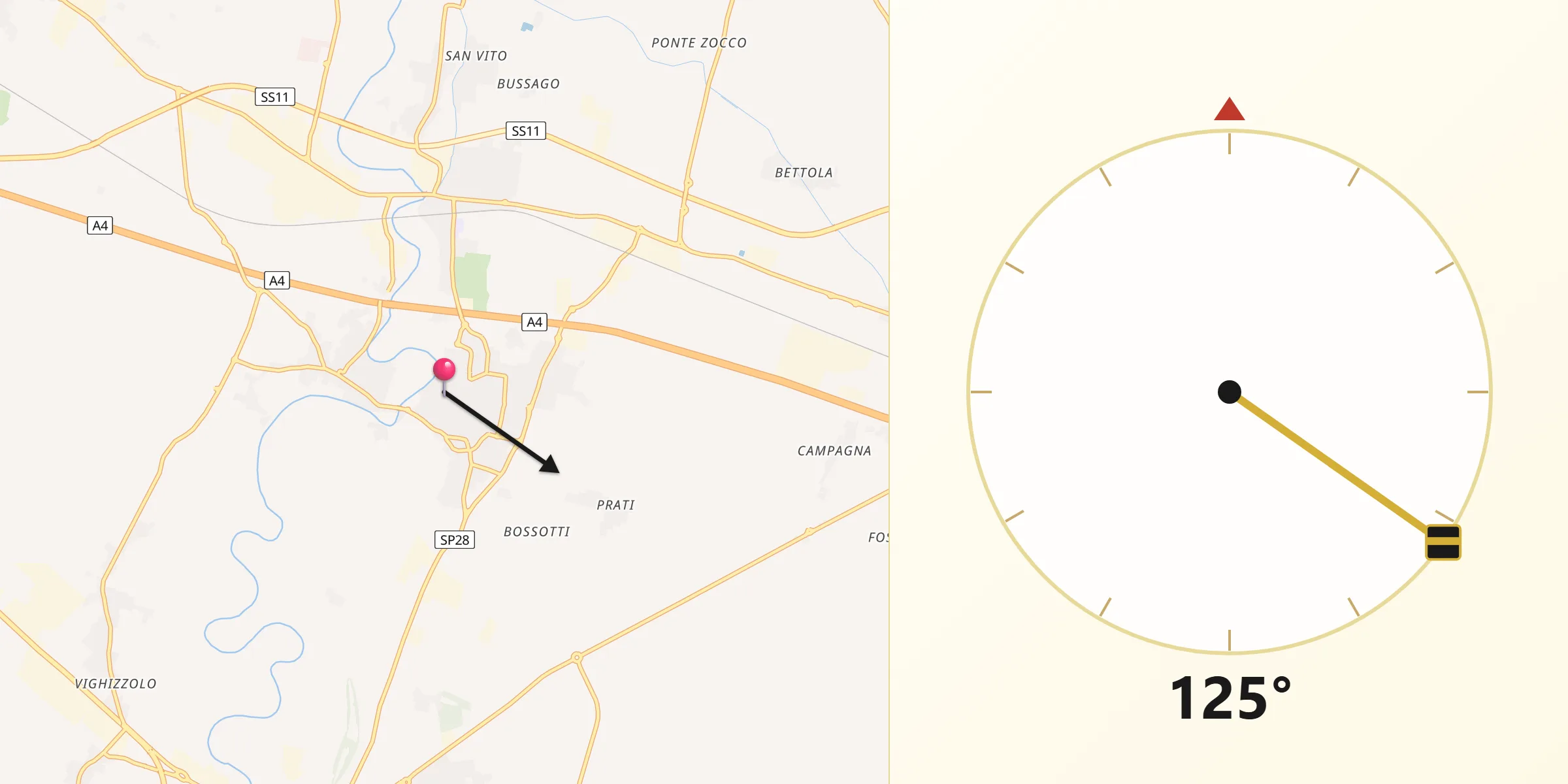 Direzione della Qibla da Calcinato