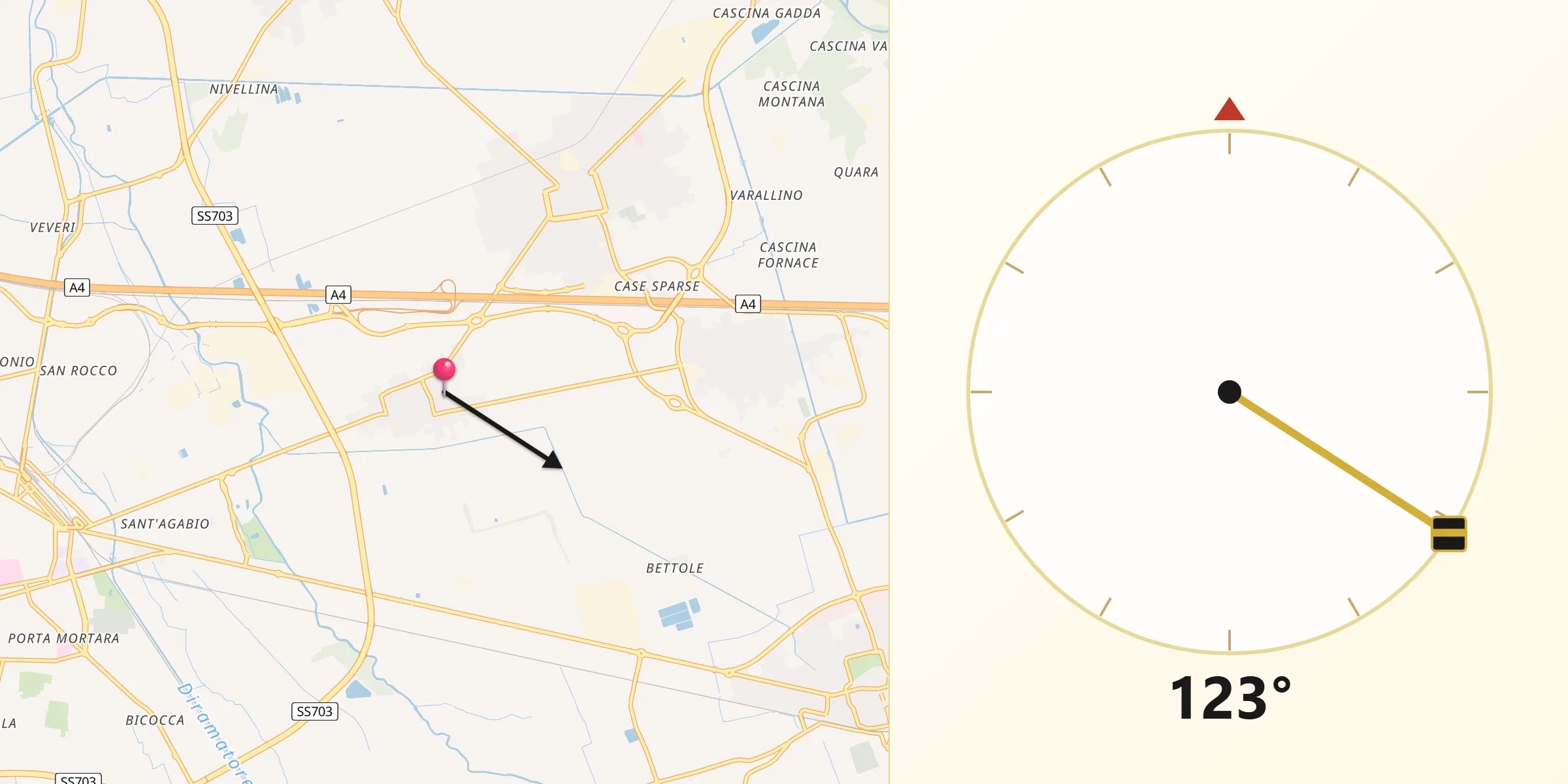 Direzione della Qibla da Pernate