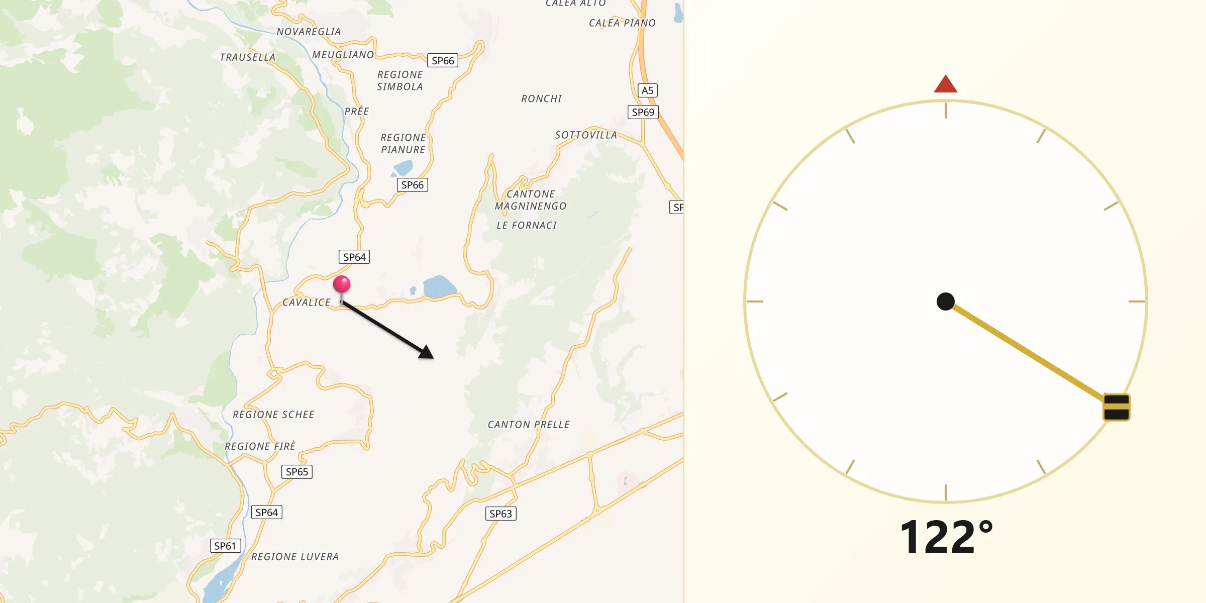 Direzione della Qibla da Alice Superiore